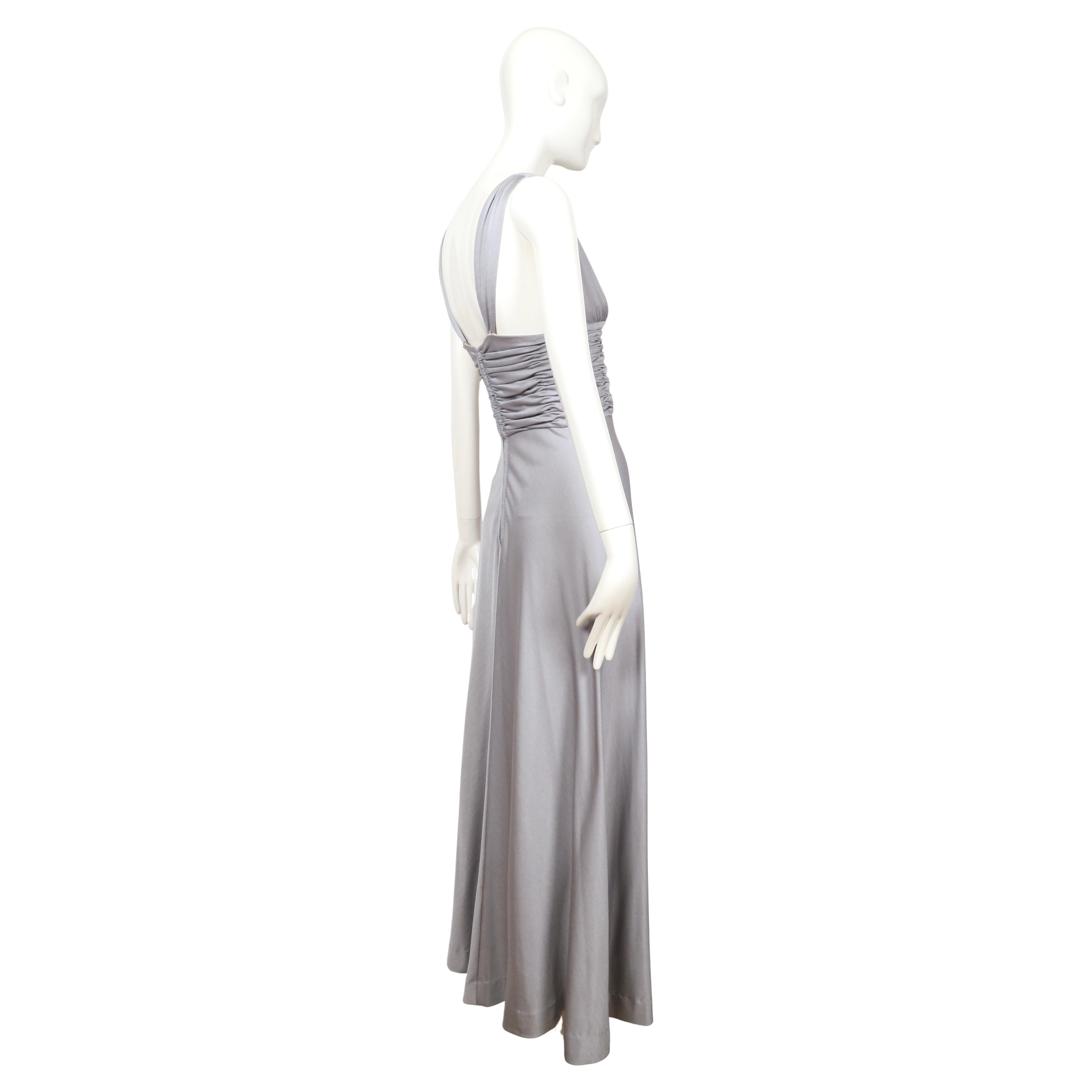 1970's LORIS AZZARO icy silver blue jersey dress with ruching en venta 4