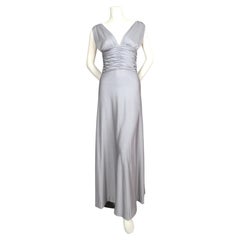 1970's LORIS AZZARO icy silver blue jersey dress with ruching
