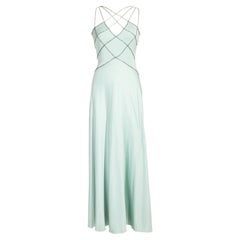 1970's Loris Azzaro Mint Gown with Beaded Cage