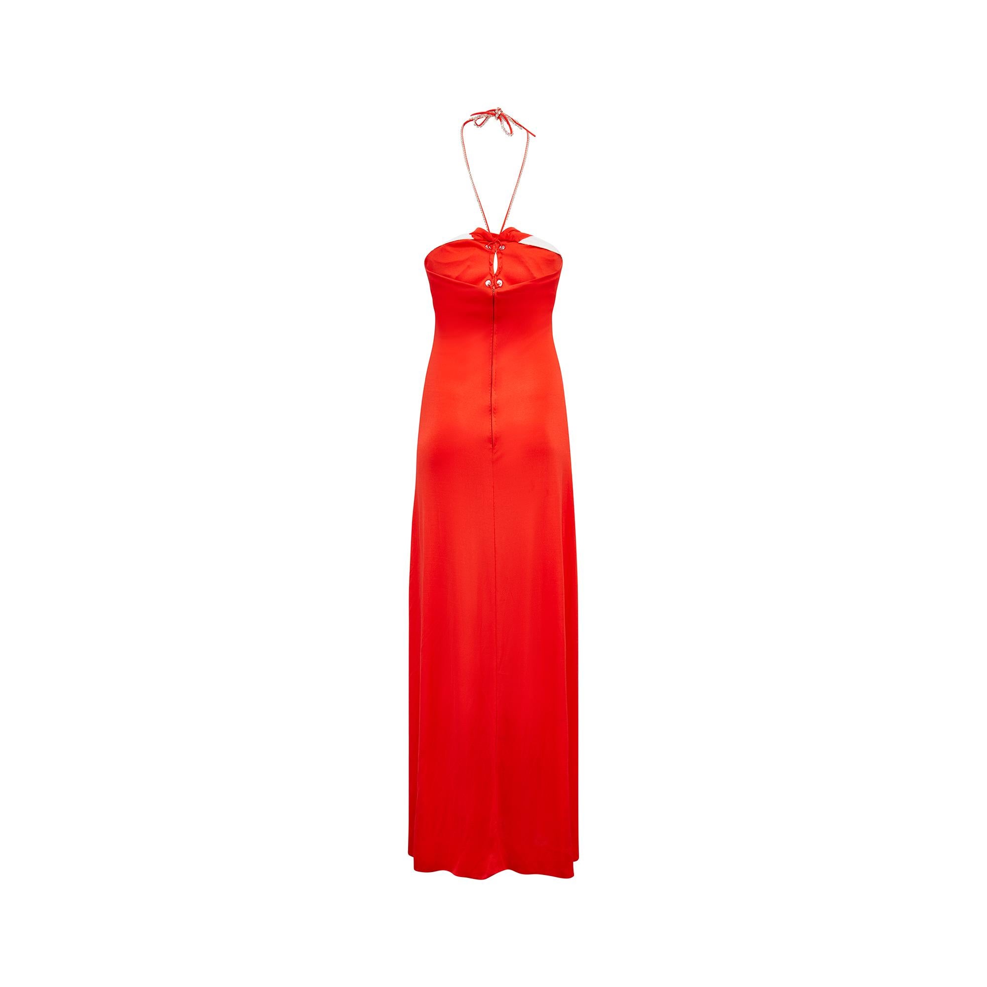 Loris Azzaro Rotes Schlüsselloch-Kleid mit Neckholder, 1970er Jahre Damen im Angebot