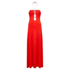 1970s Loris Azzaro Red Keyhole Halterneck Dress