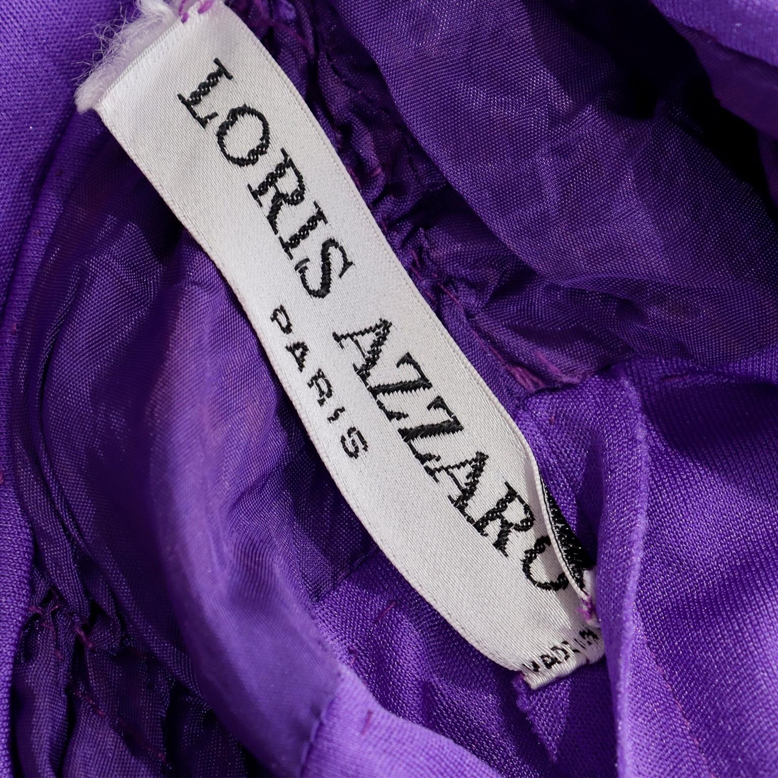 Loris Azzaro - Robe de soirée vintage longue sans bretelles à découpes violettes des années 1970 en vente 8