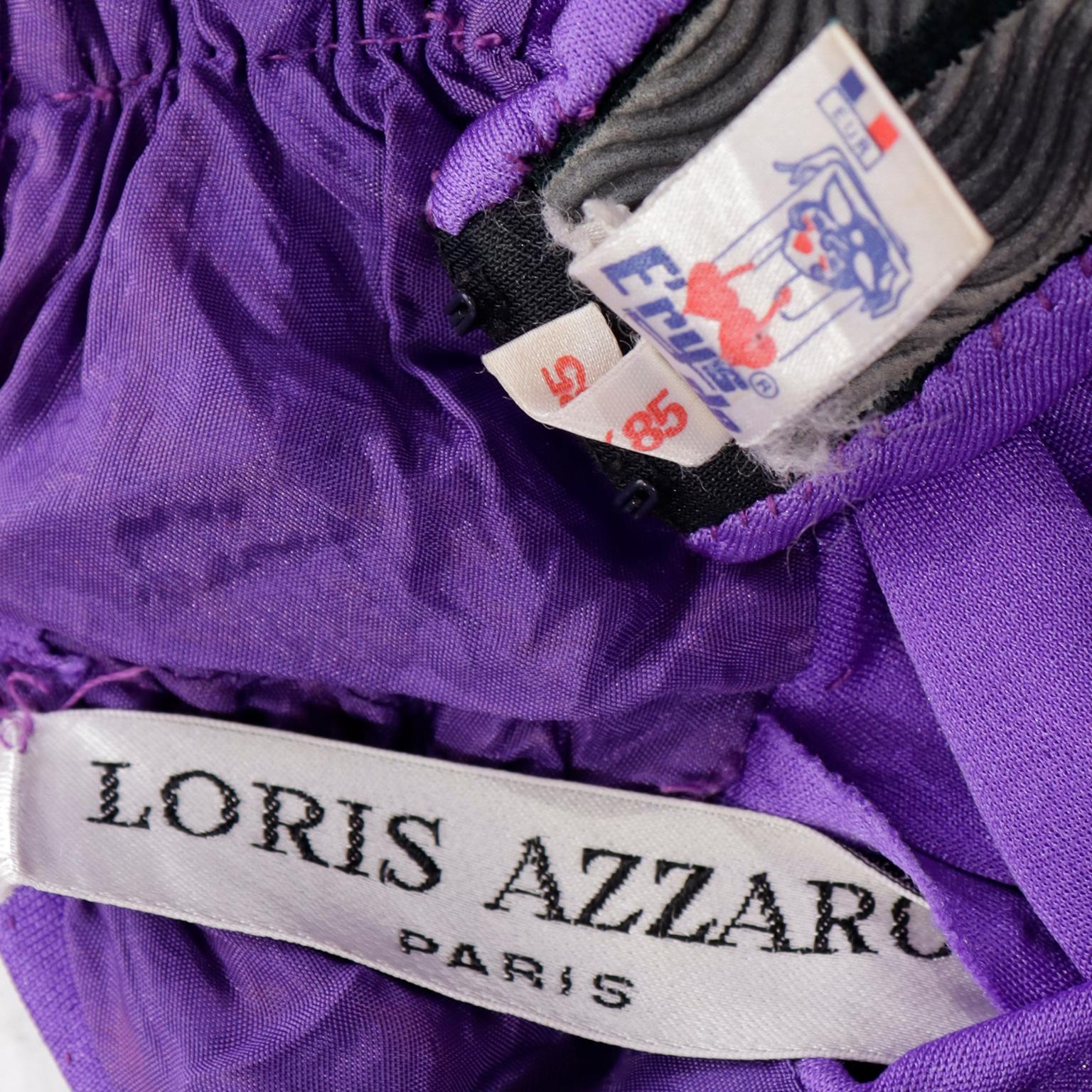 Loris Azzaro - Robe de soirée vintage longue sans bretelles à découpes violettes des années 1970 en vente 9