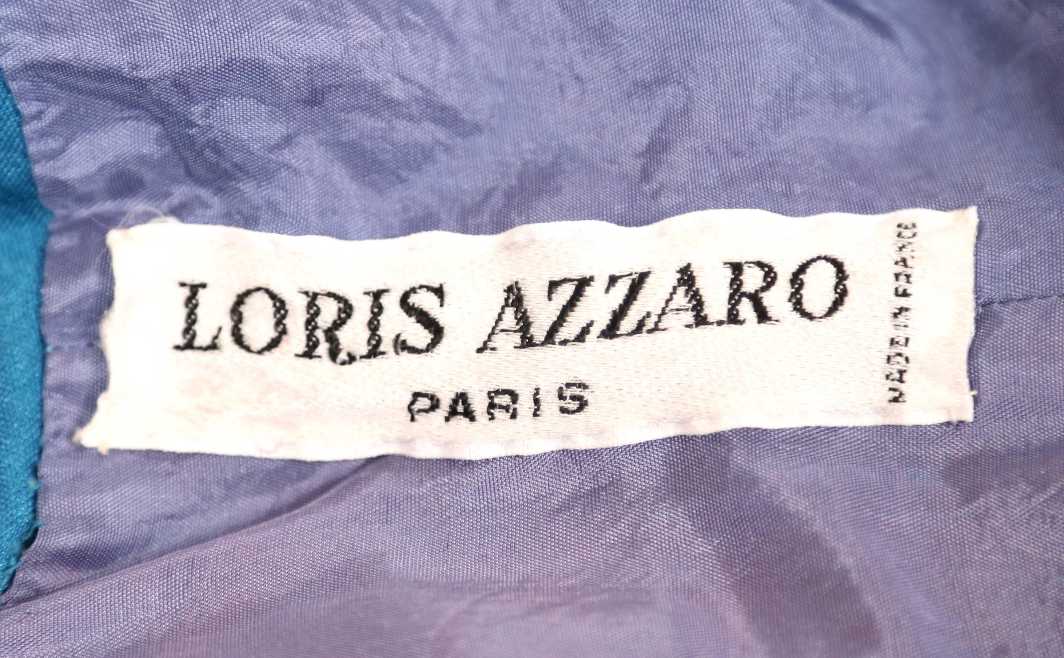 1970's LORIS AZZARO turquoise jersey dress with ruching 8