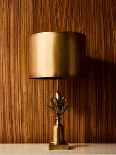 1970s Lotus Bronze Table Lamp by Maison Charles