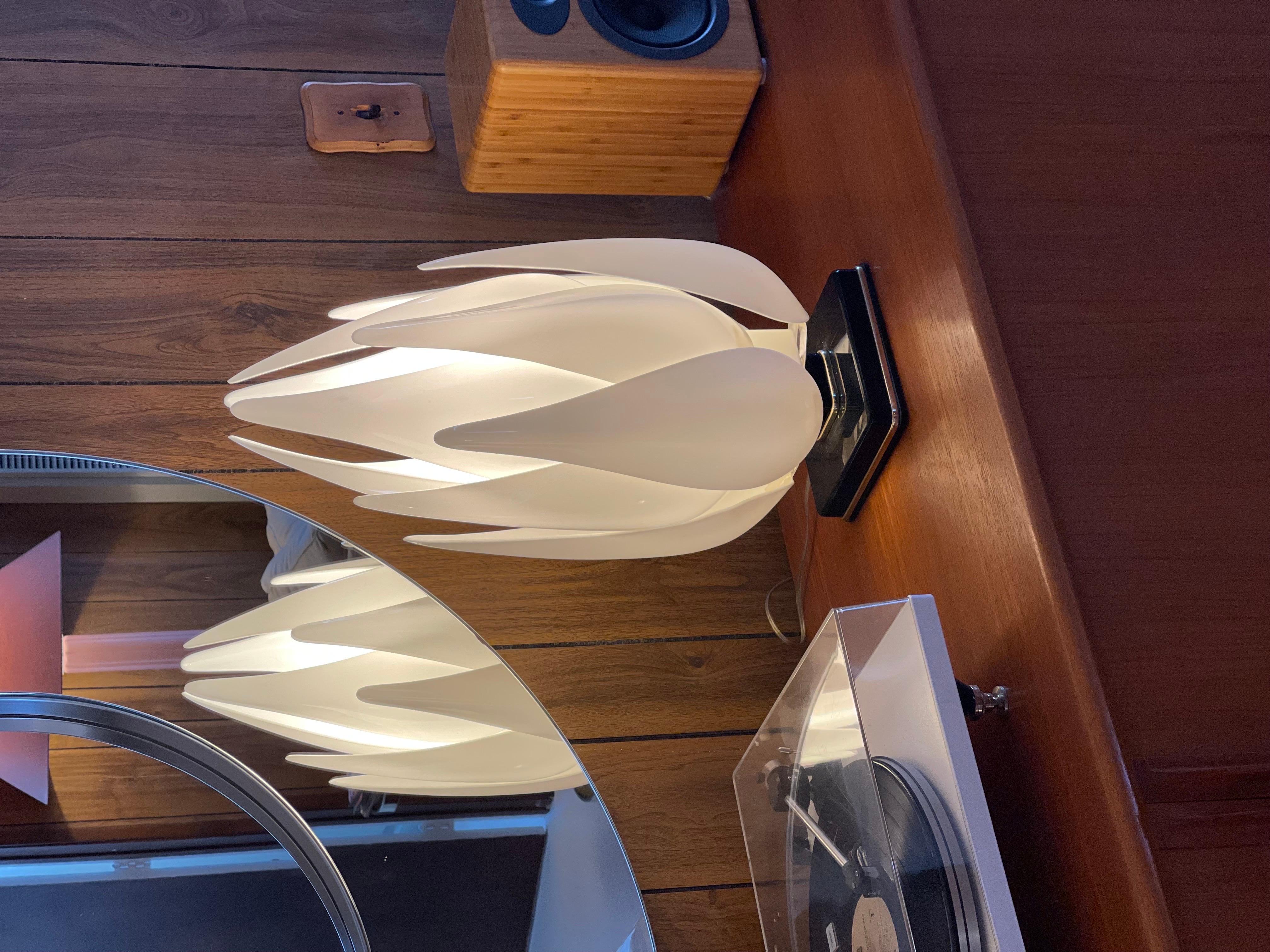1970s Lotus Lamps by Rougier  In Good Condition For Sale In Los Angeles, CA