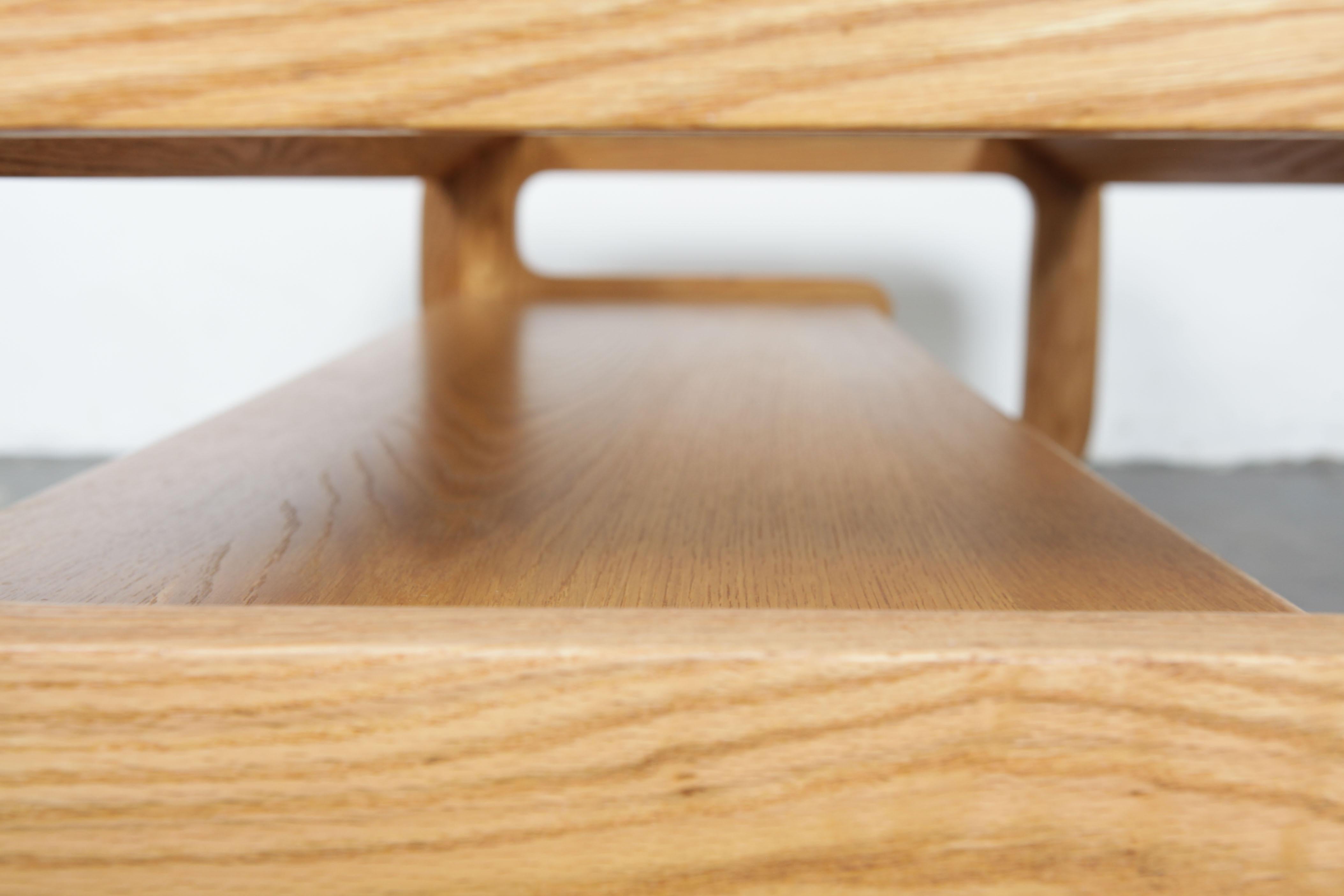 1970s Lou Hodges Oak and Smoke Glass Coffee Table, USA In Good Condition In North Hollywood, CA