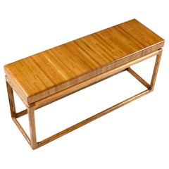 1970s Lou Hodges Style Solid Oak Postmodern Sofa Table Console