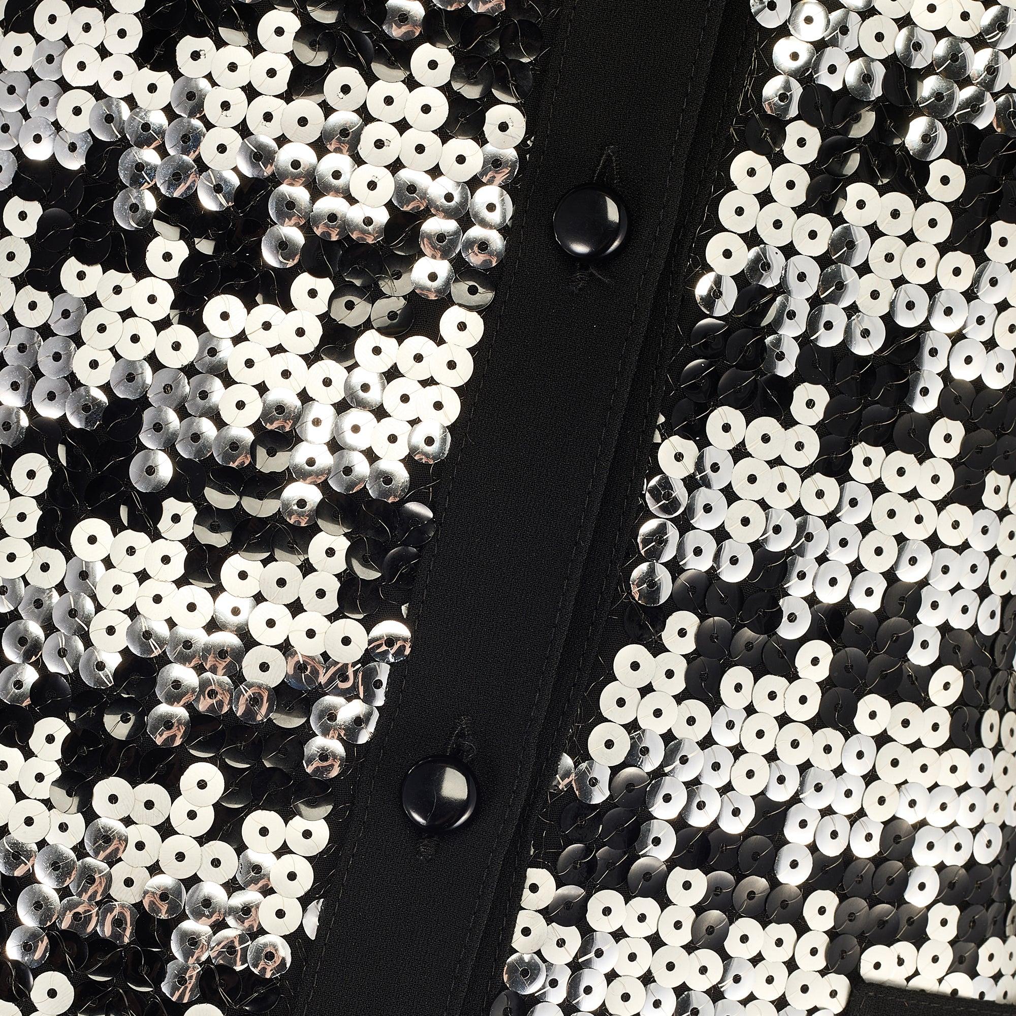 1970s Louis Feraud Black Silver Sequin Waistcoat Excellent état - En vente à London, GB