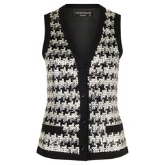 1970s Louis Feraud Black Silver Sequin Waistcoat