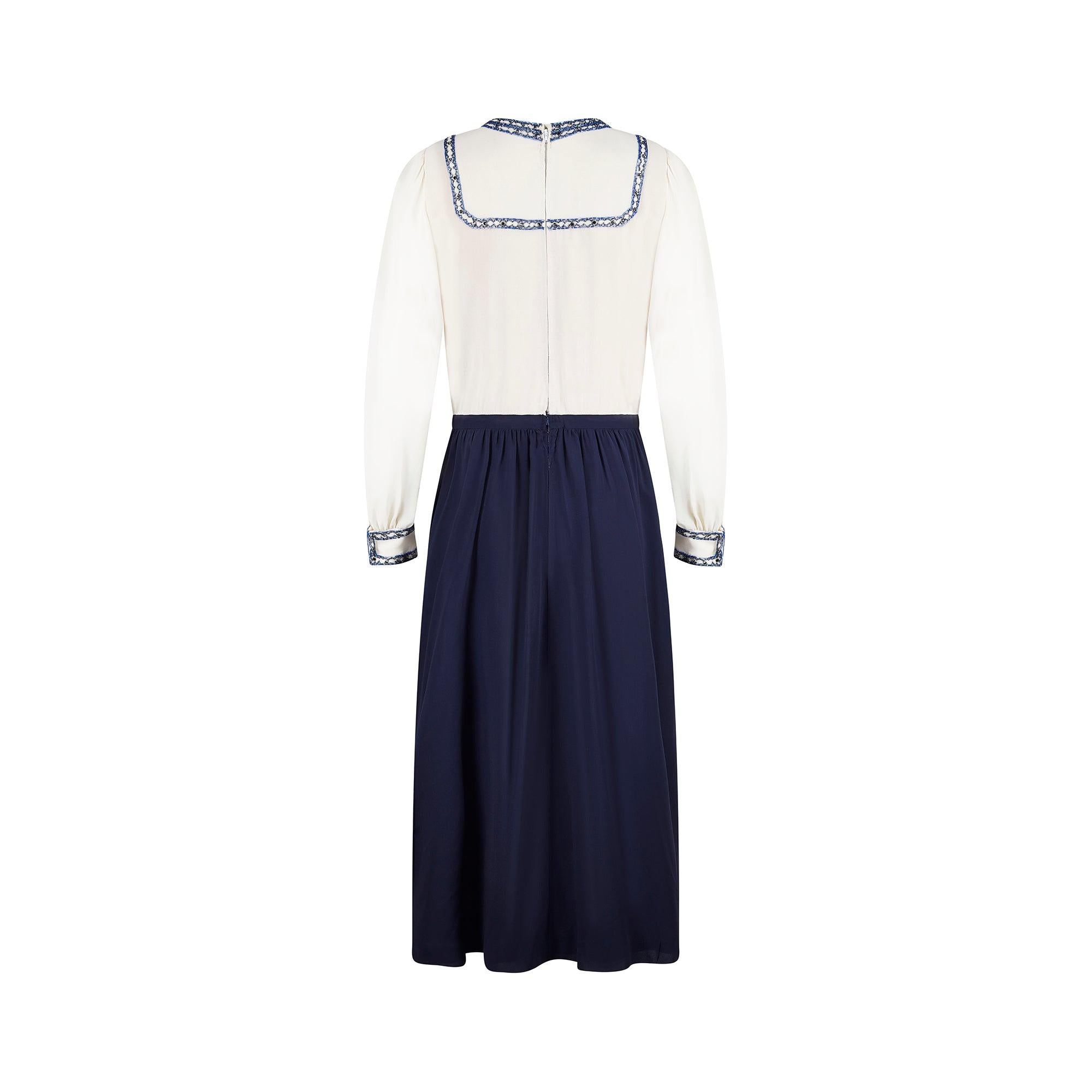 Black 1970s Louis Feraud Haute Couture Silk Embellished Dress For Sale