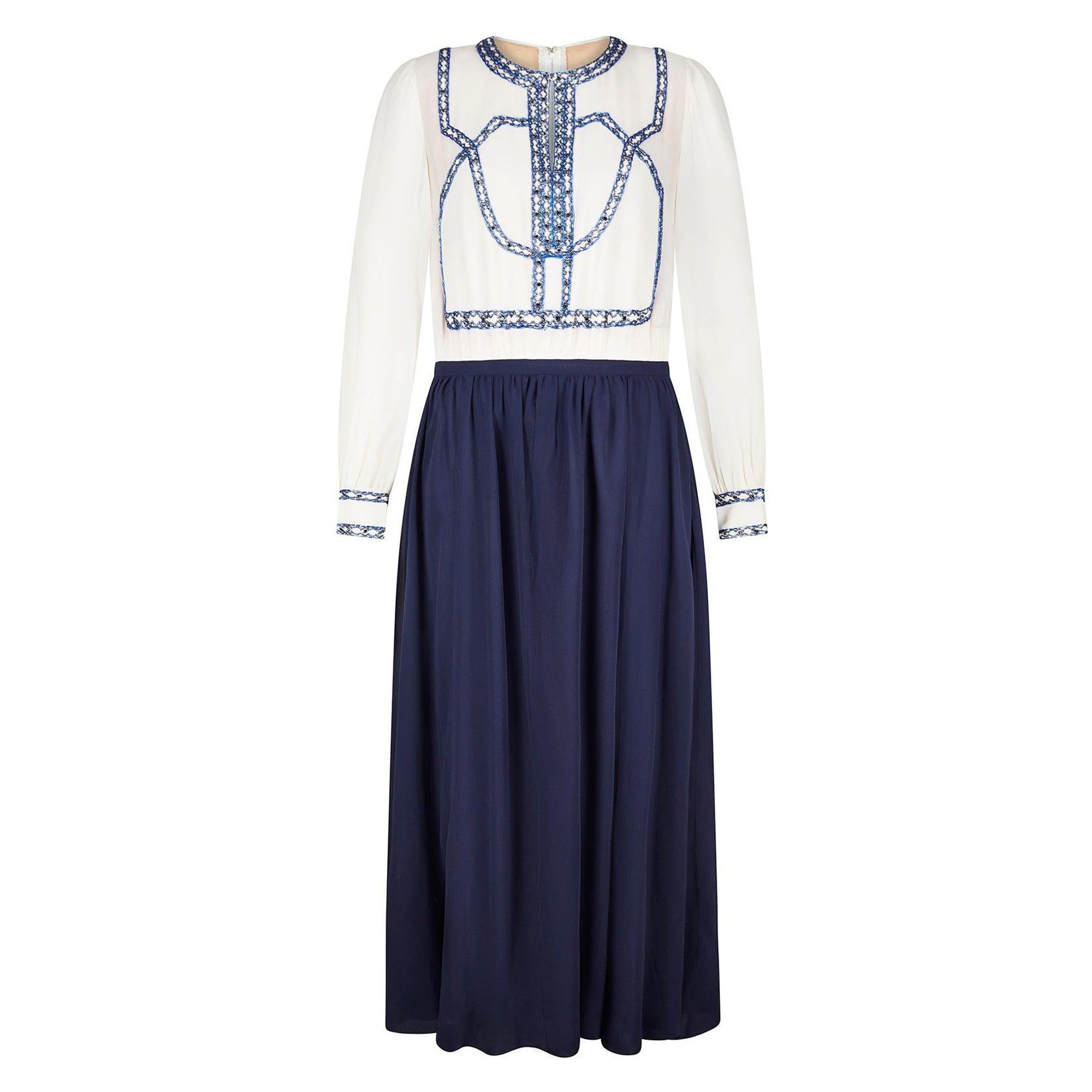 1970s Louis Feraud Haute Couture Silk Embellished Dress