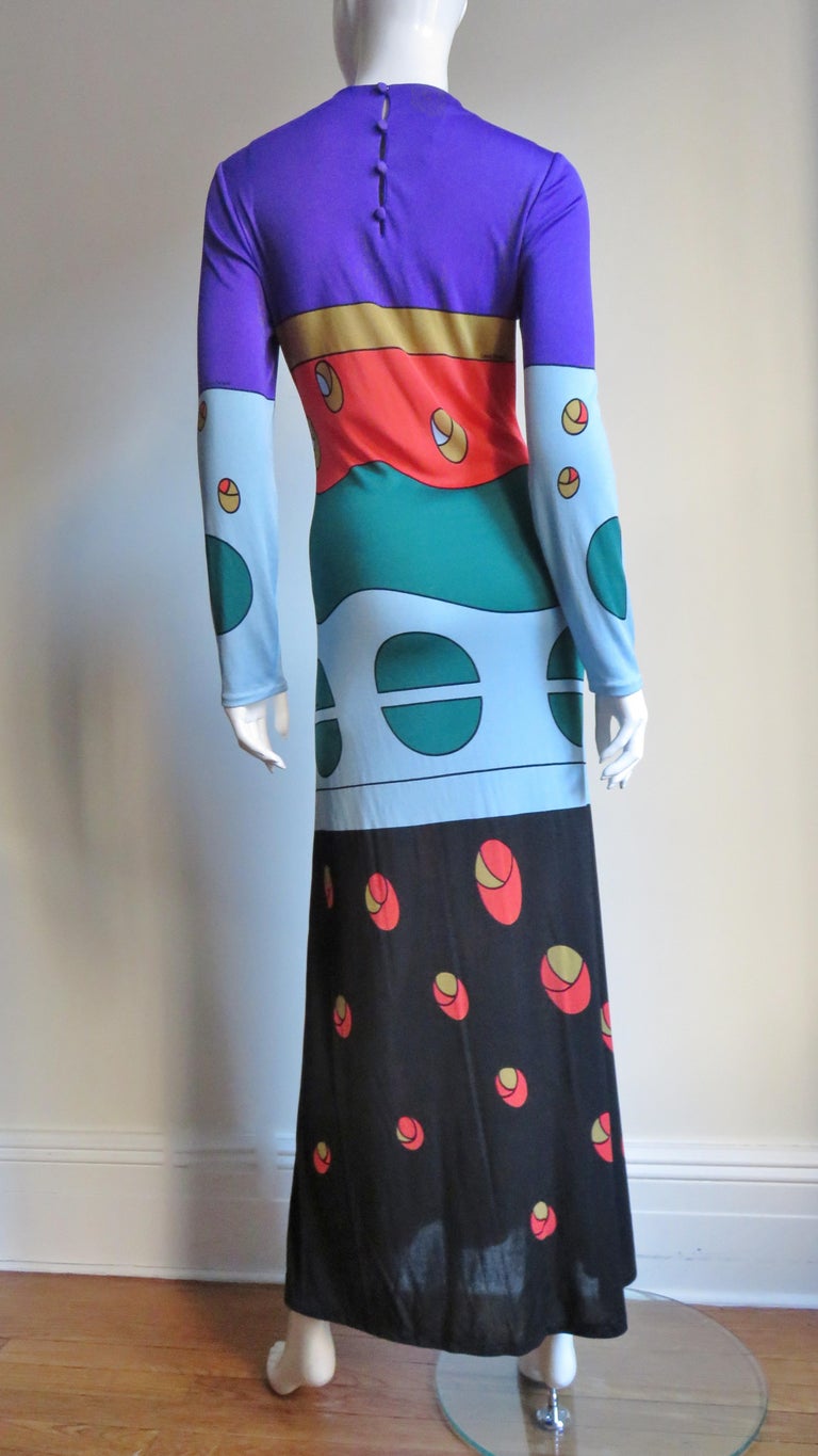 1970s Louis Feraud Maxi Flower Dress