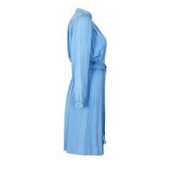 1970s Louis Feraud Sky Blue Silk Shirtwaister Dress