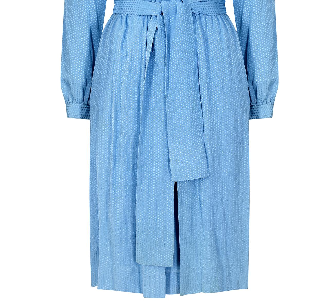 1970er Louis Feraud Himmelblaues Seidenhemdwaister-Kleid im Angebot 1