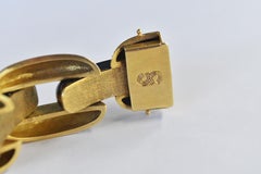 1970s Louis Fiessler 18k Yellow Gold & Carved Tigers Eye Link Bracelet Germany