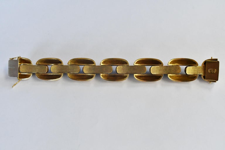 1970s Louis Fiessler 18k Yellow Gold and Carved Tigers Eye Link ...