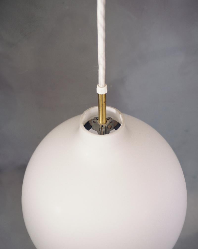 Brass 1970s Louis Poulsen Satellite Pendant Lamp Opaline Glass by Vilhelm Wohlert