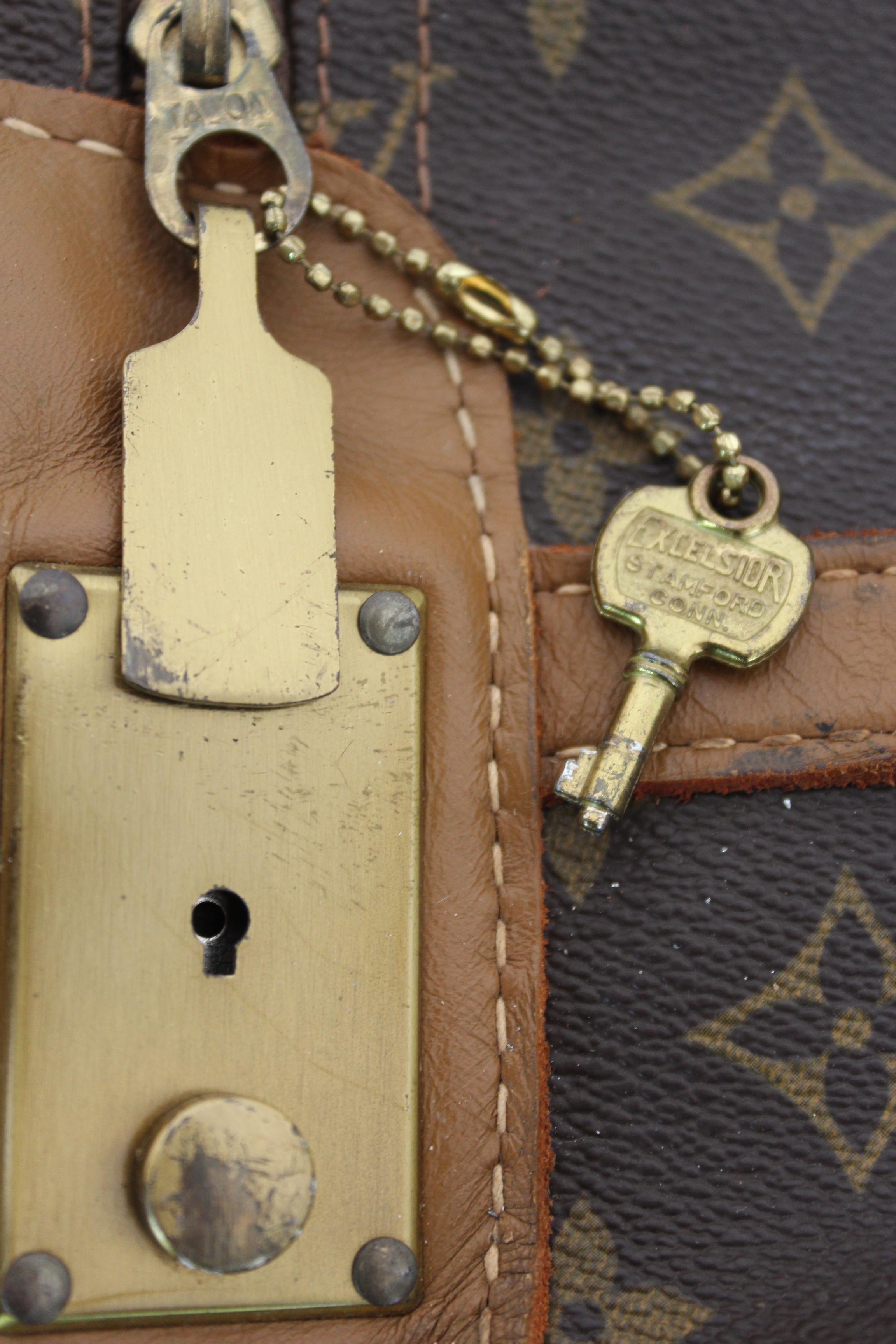 1970s Louis Vuitton Marrón Beige Lona Cuero Maleta Equipaje Pullman 75 6