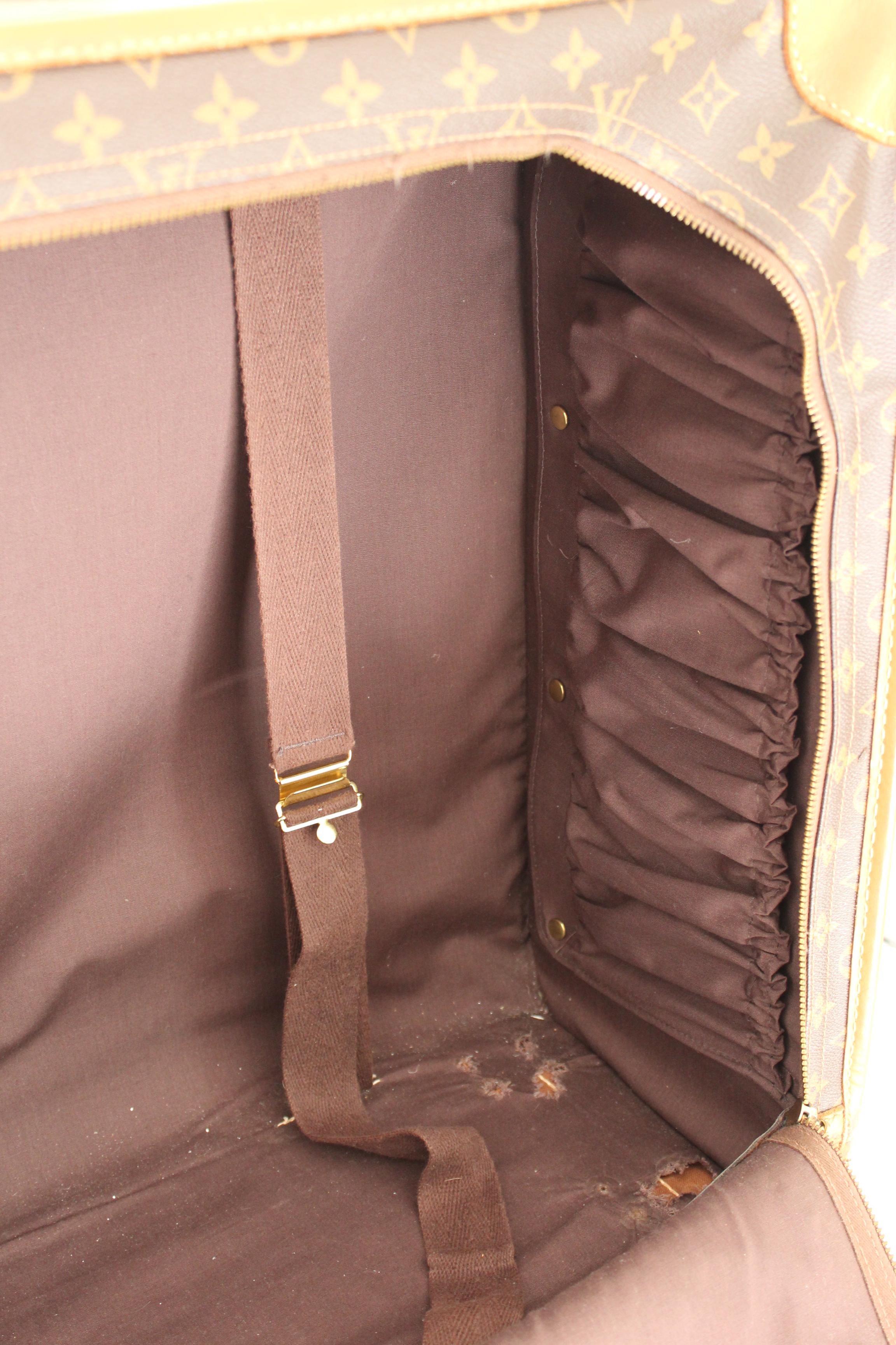 1970s Louis Vuitton Marrón Beige Lona Cuero Maleta Equipaje Pullman 75 12