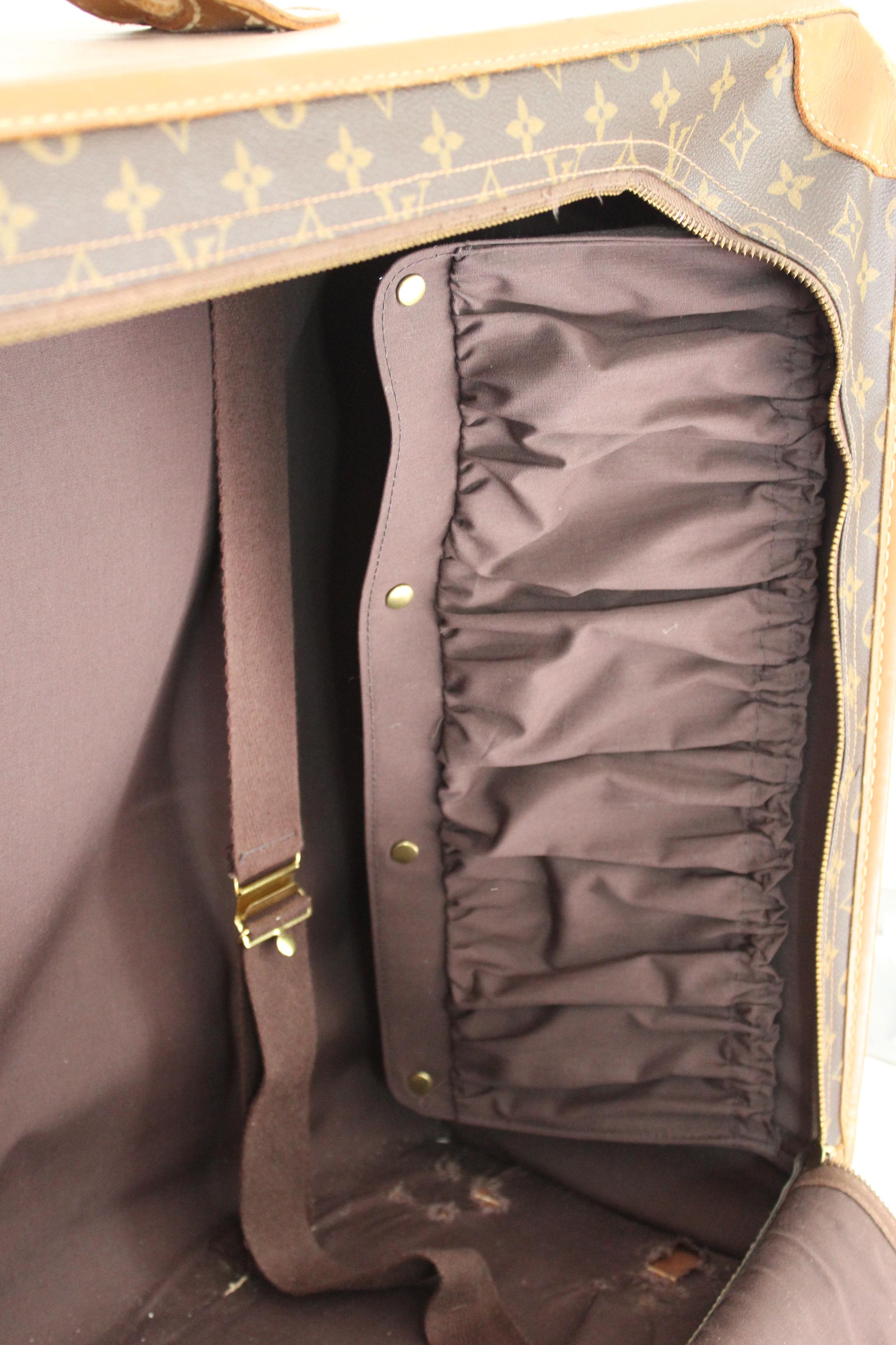 1970s Louis Vuitton Marrón Beige Lona Cuero Maleta Equipaje Pullman 75 14