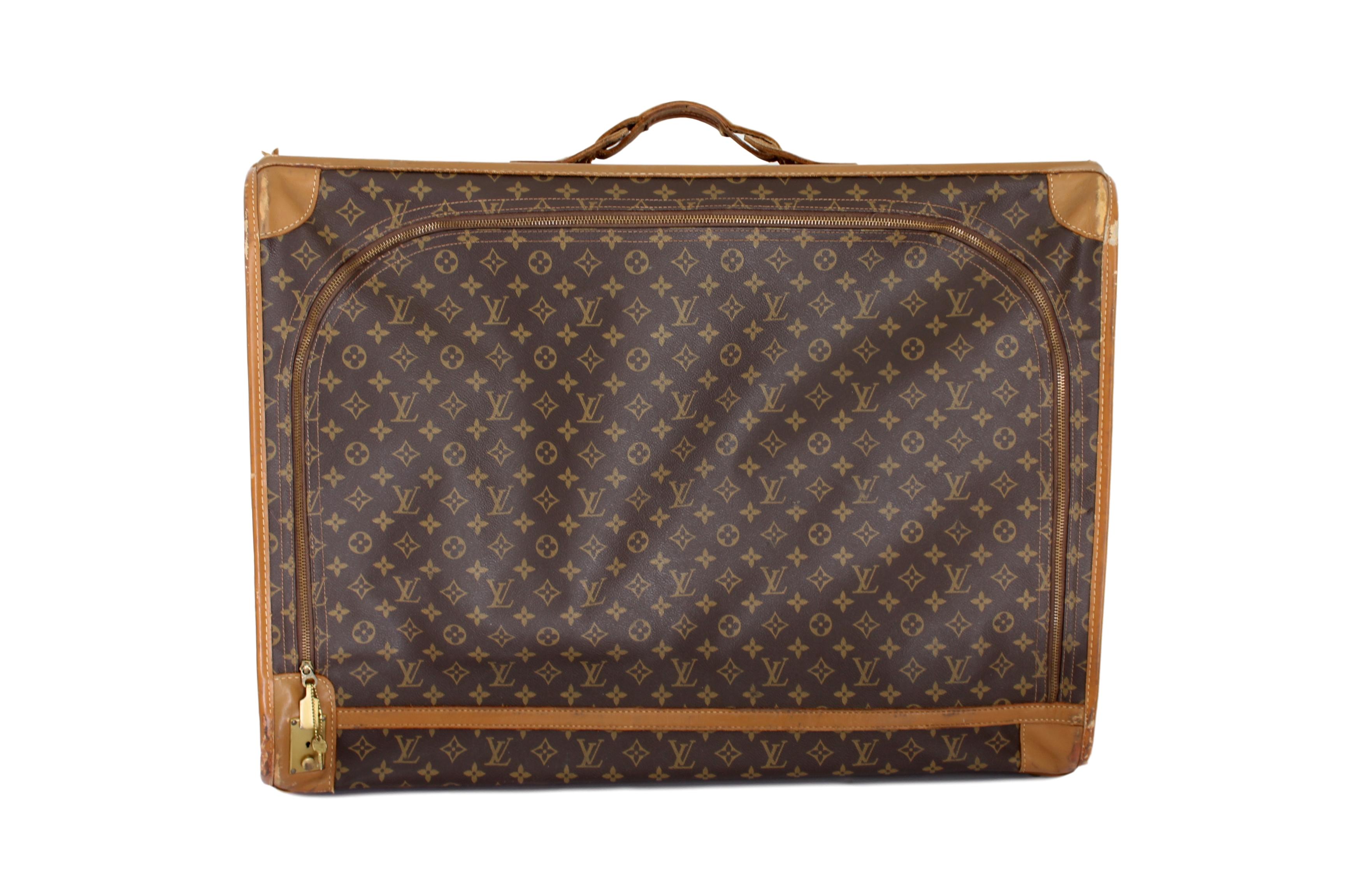Femenino o masculino 1970s Louis Vuitton Marrón Beige Lona Cuero Maleta Equipaje Pullman 75