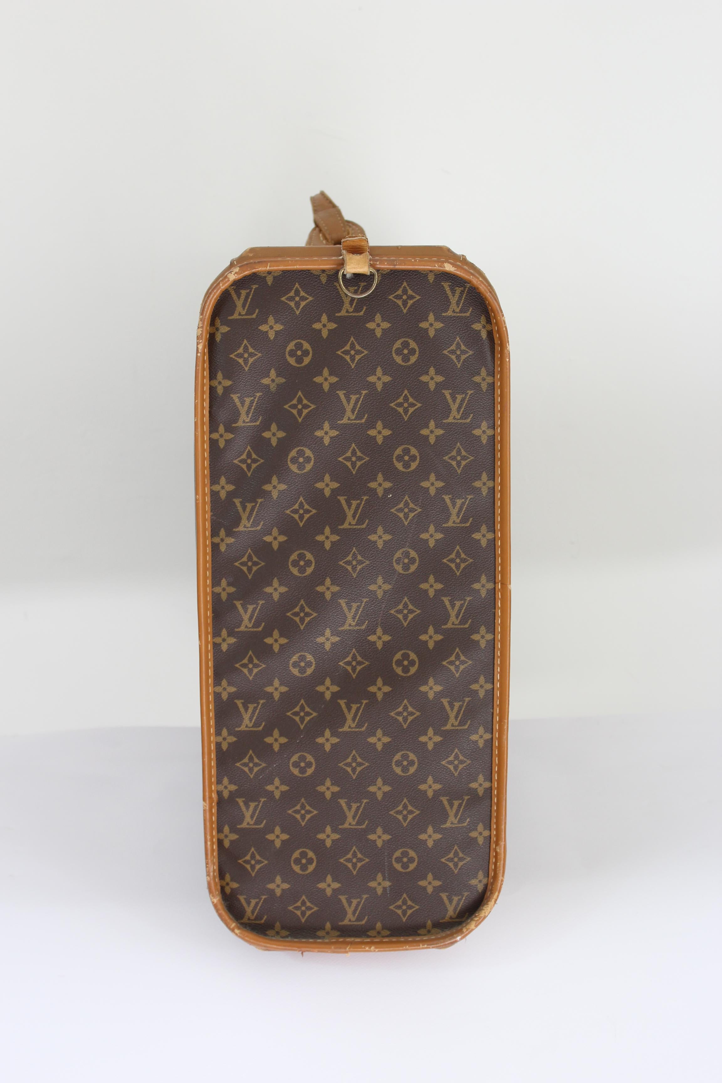 1970s Louis Vuitton Marrón Beige Lona Cuero Maleta Equipaje Pullman 75 1
