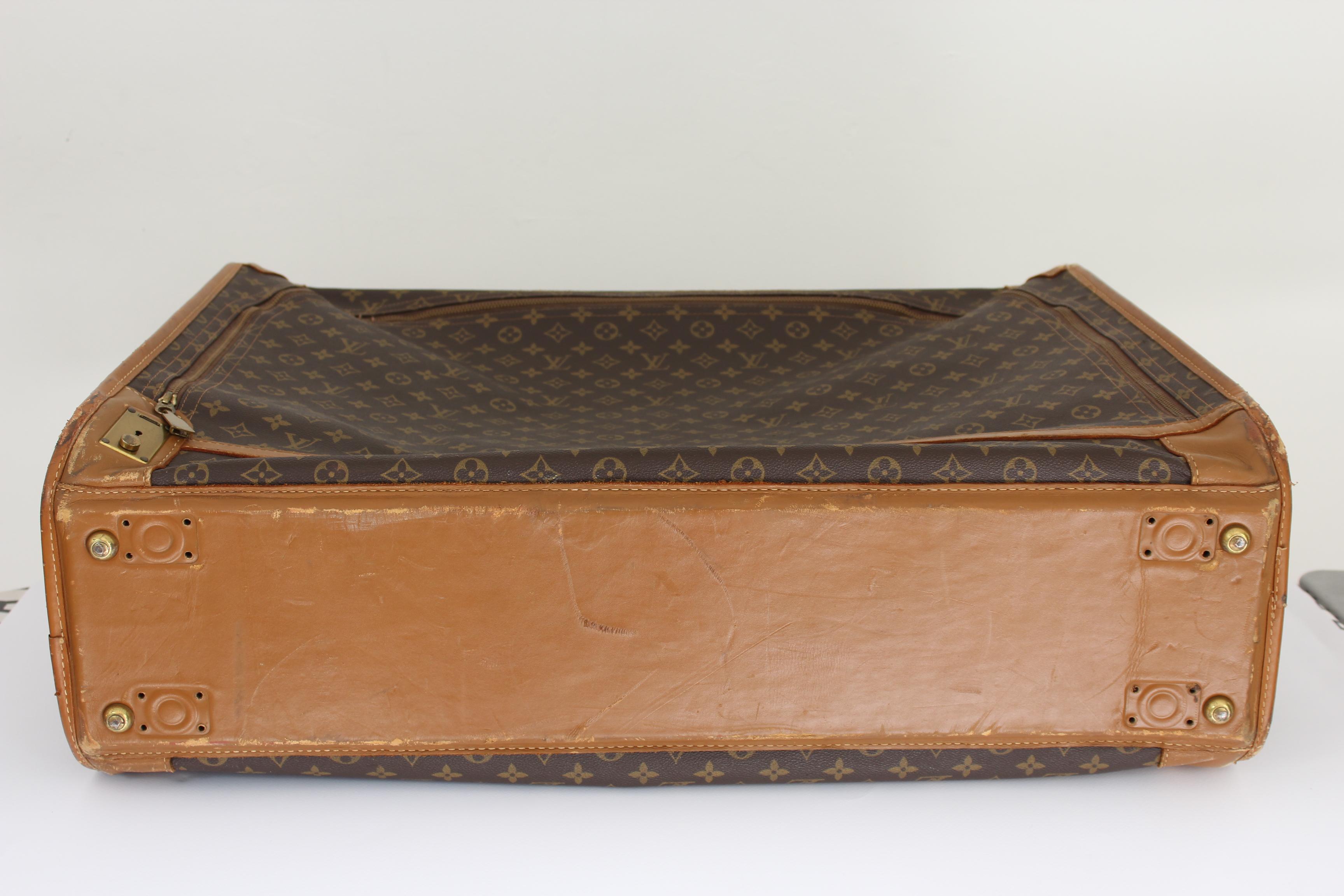 1970s Louis Vuitton Marrón Beige Lona Cuero Maleta Equipaje Pullman 75 5
