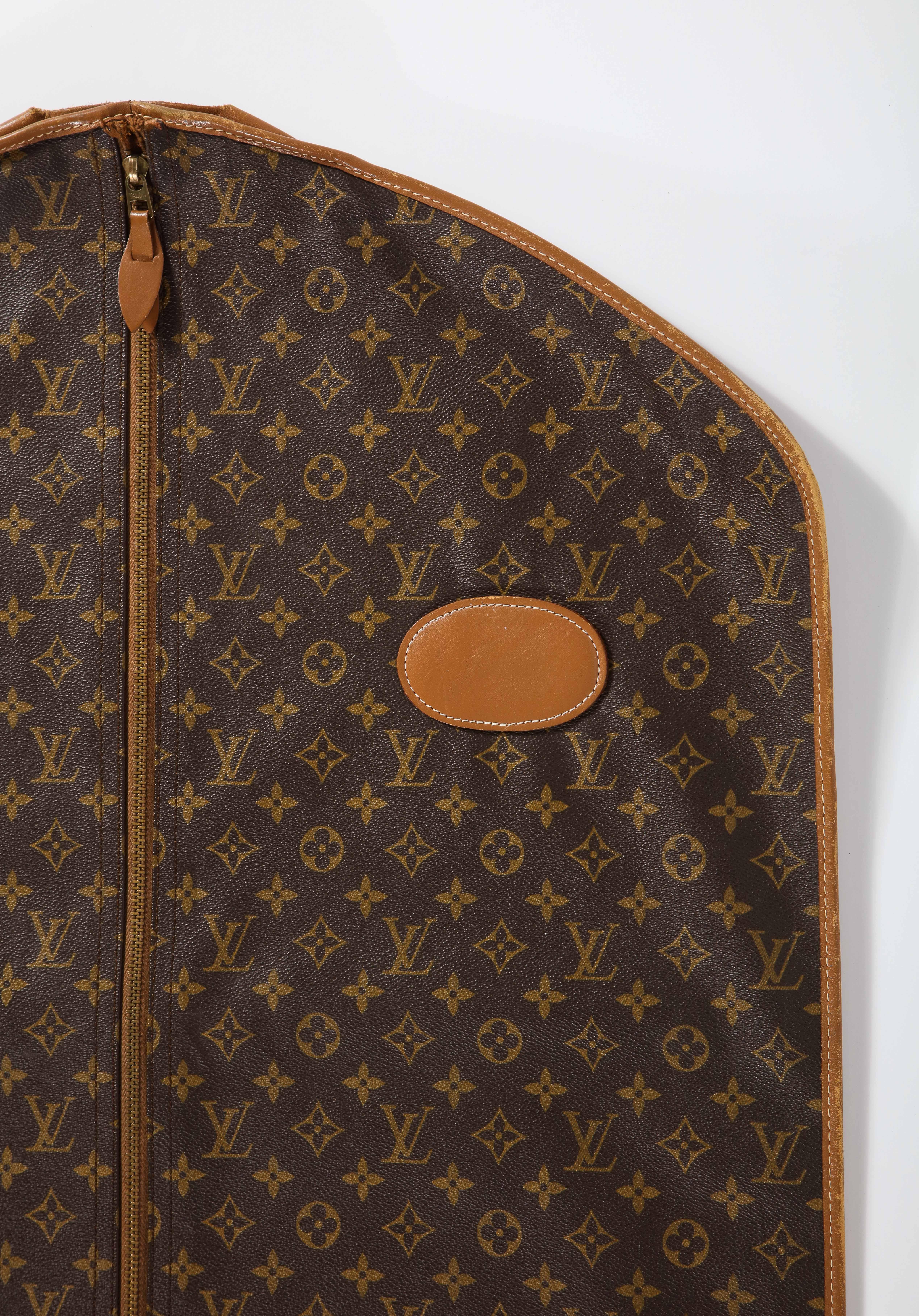 1970s Louis Vuitton Monogram Brown Coated Canvas Garment Bag 1