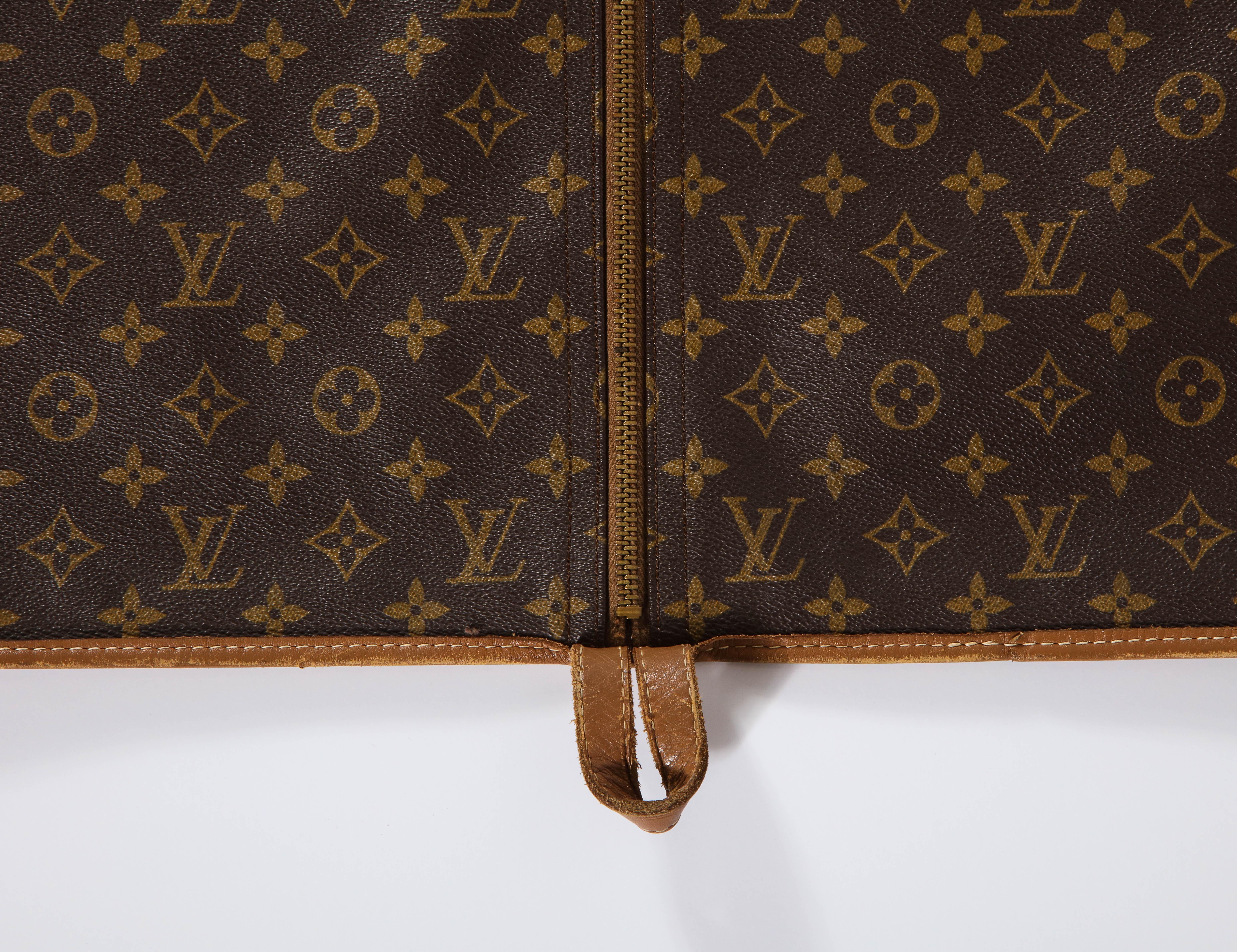 1970s Louis Vuitton Monogram Brown Coated Canvas Garment Bag 2