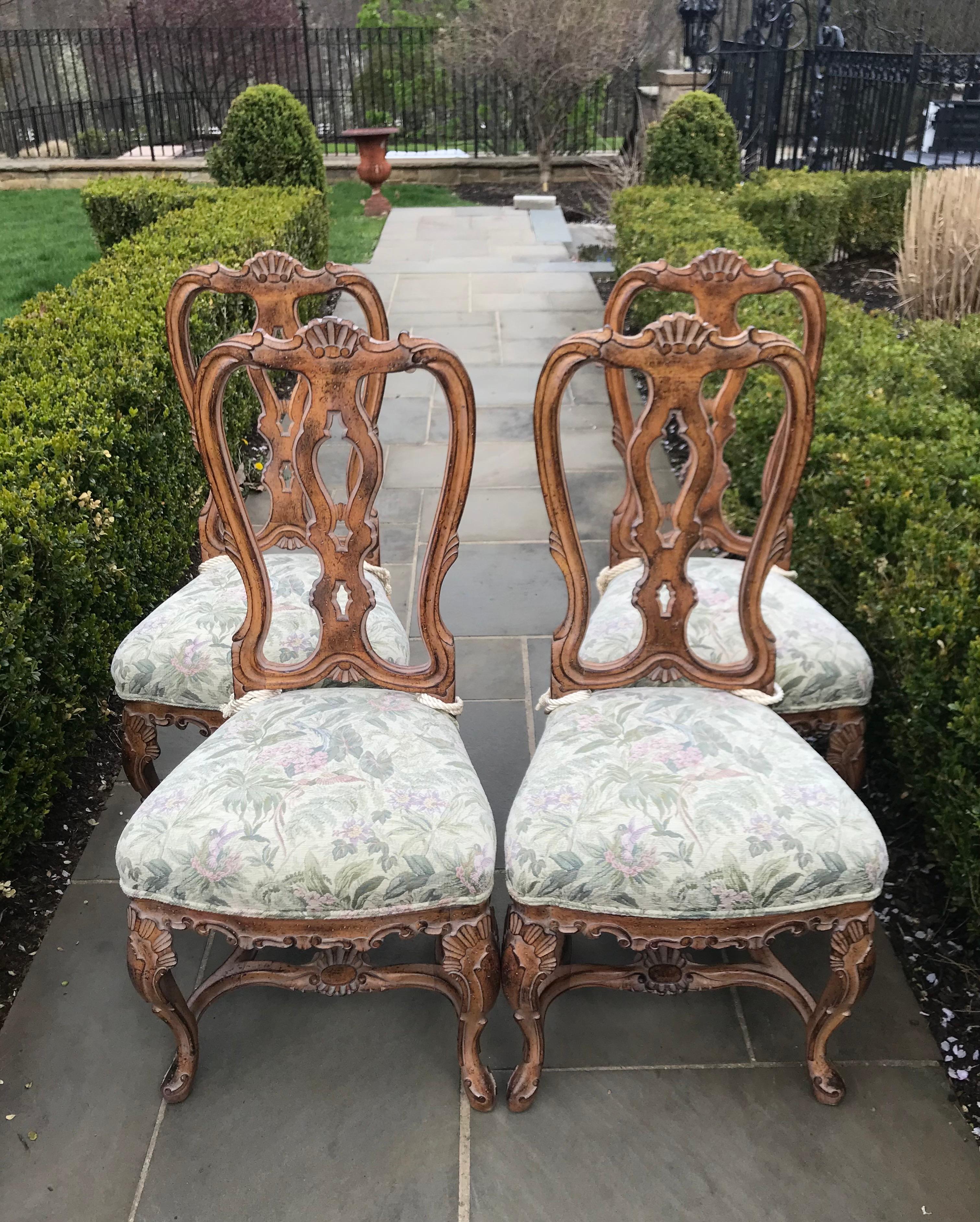 1970s Louis XV Rococo Style Dinning Chairs, Set of 4 For Sale 3