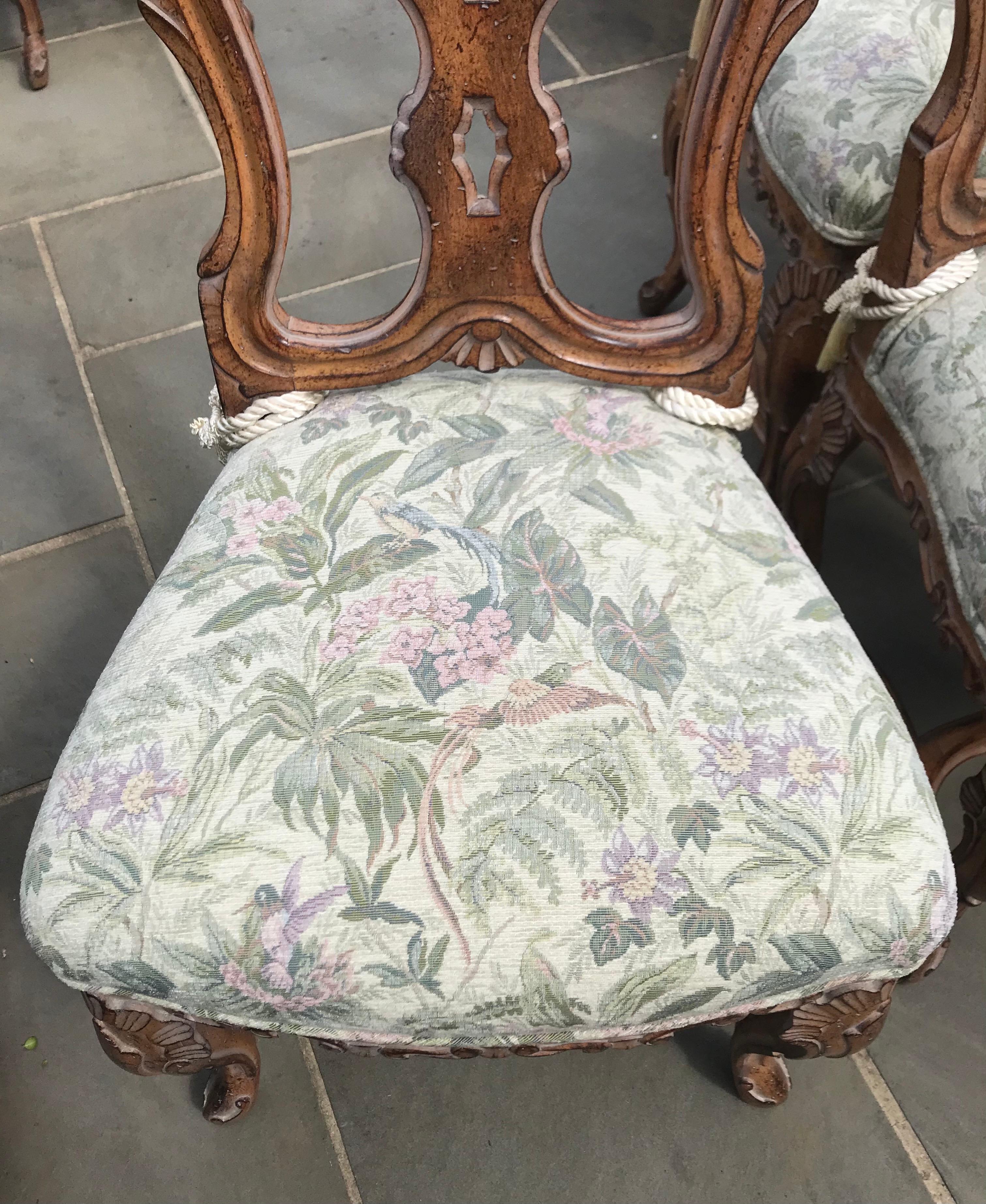 Stained 1970s Louis XV Rococo Style Dinning Chairs, Set of 4 For Sale