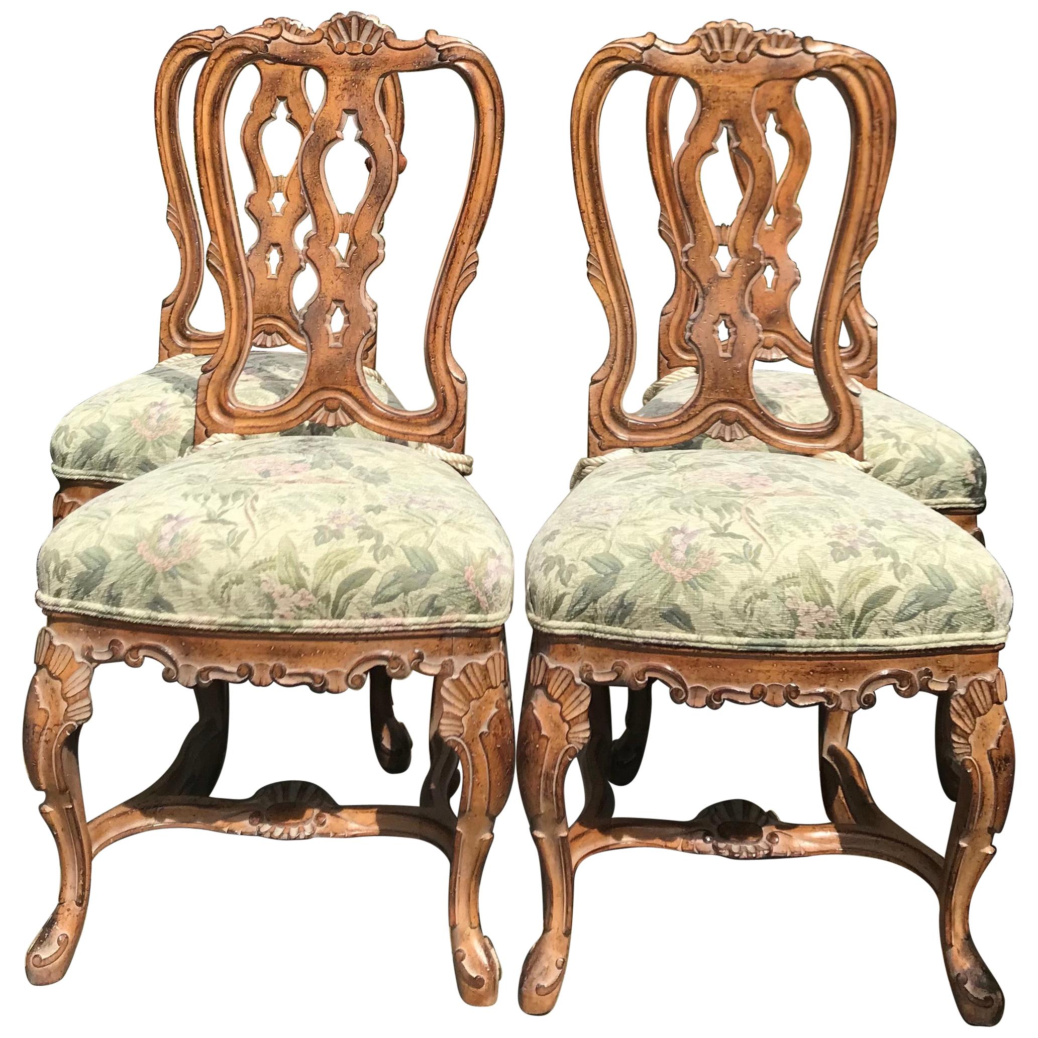 1970s Louis XV Rococo Style Dinning Chairs, Set of 4 For Sale