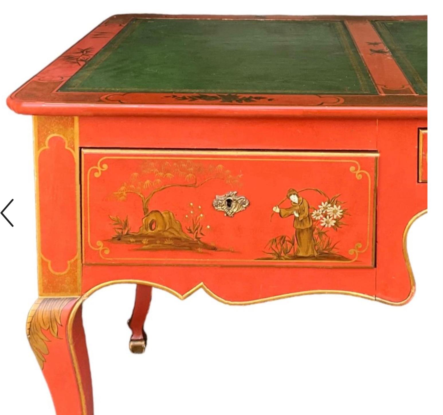 American 1970s Louis XV Style Chinoiserie Desk By Baker Furniture Company 