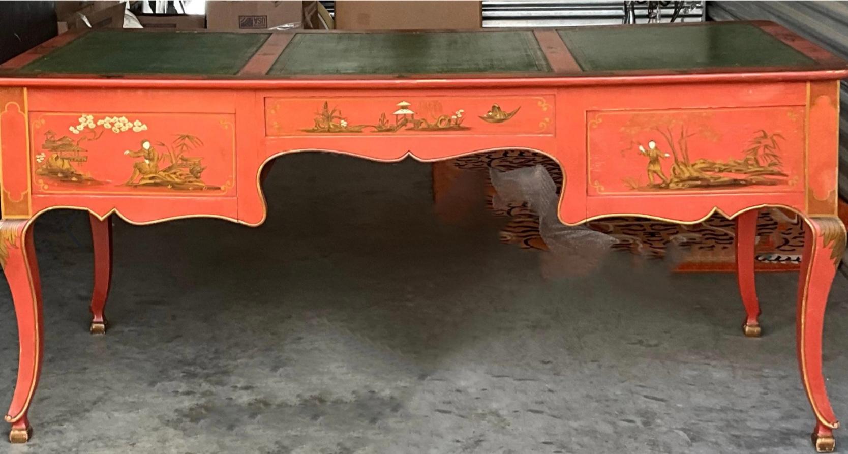 Late 20th Century 1970s Louis XV Style Chinoiserie Desk By Baker Furniture Company 