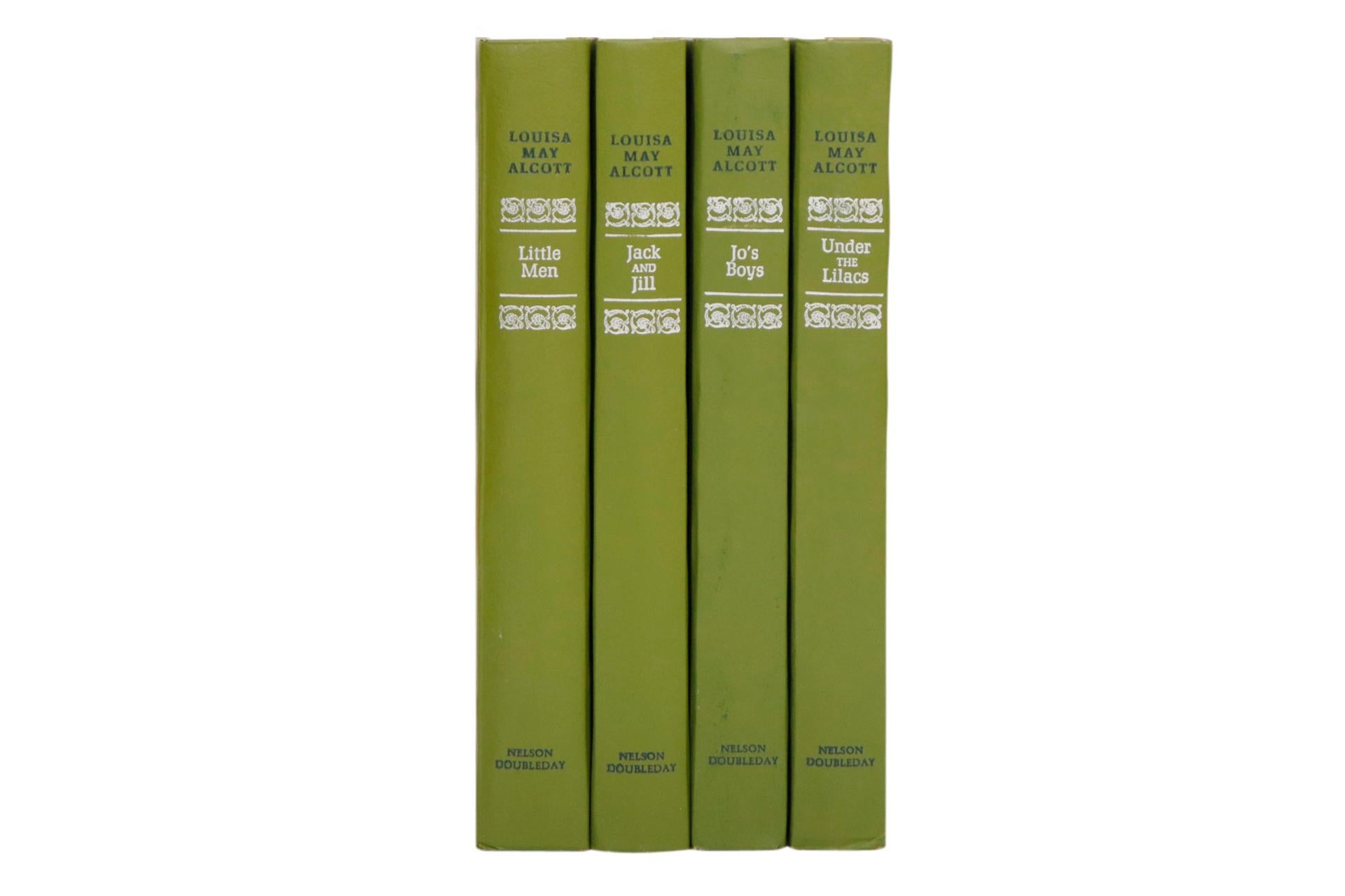 A set 1970's hardcover books by Louisa May Alcott. Titles included are; Jack and Jill, Jo's Boys, Little Men and Under the Lilacs. Published by Nelson Doubleday of Garden City, New York. Printed in the United States of America. Dimensions per