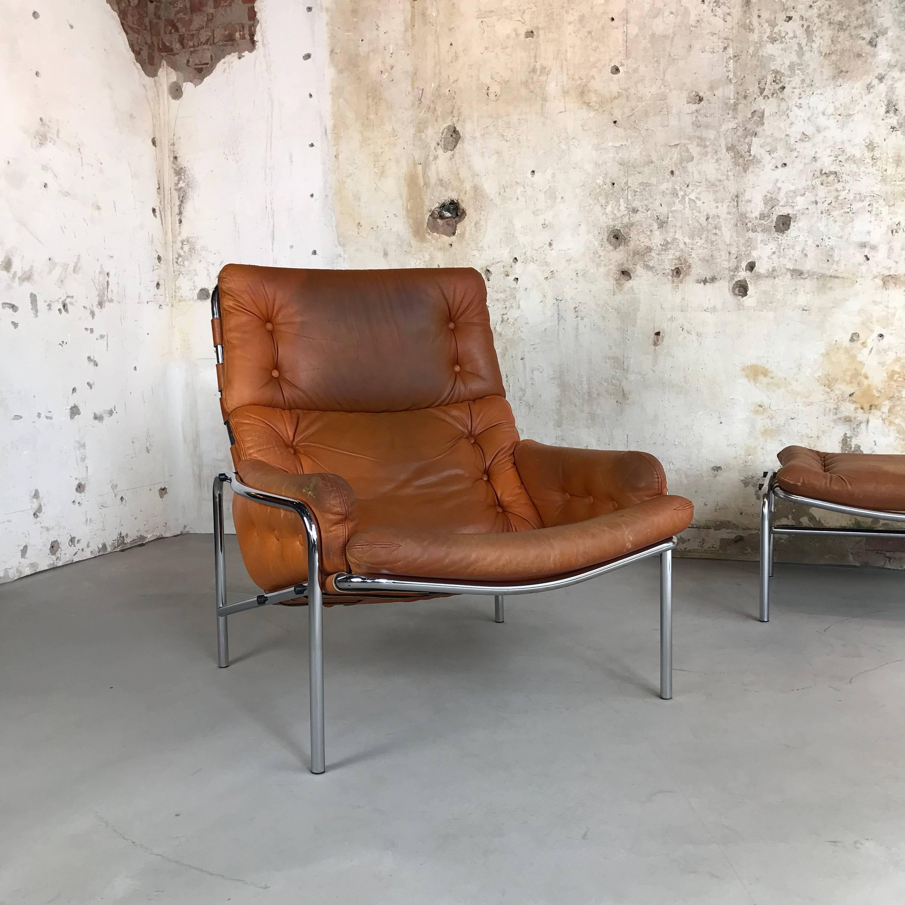Dutch 1970s Lounge Chair Plus Ottoman SZ09 Nagoya by Martin Visser for Spectrum