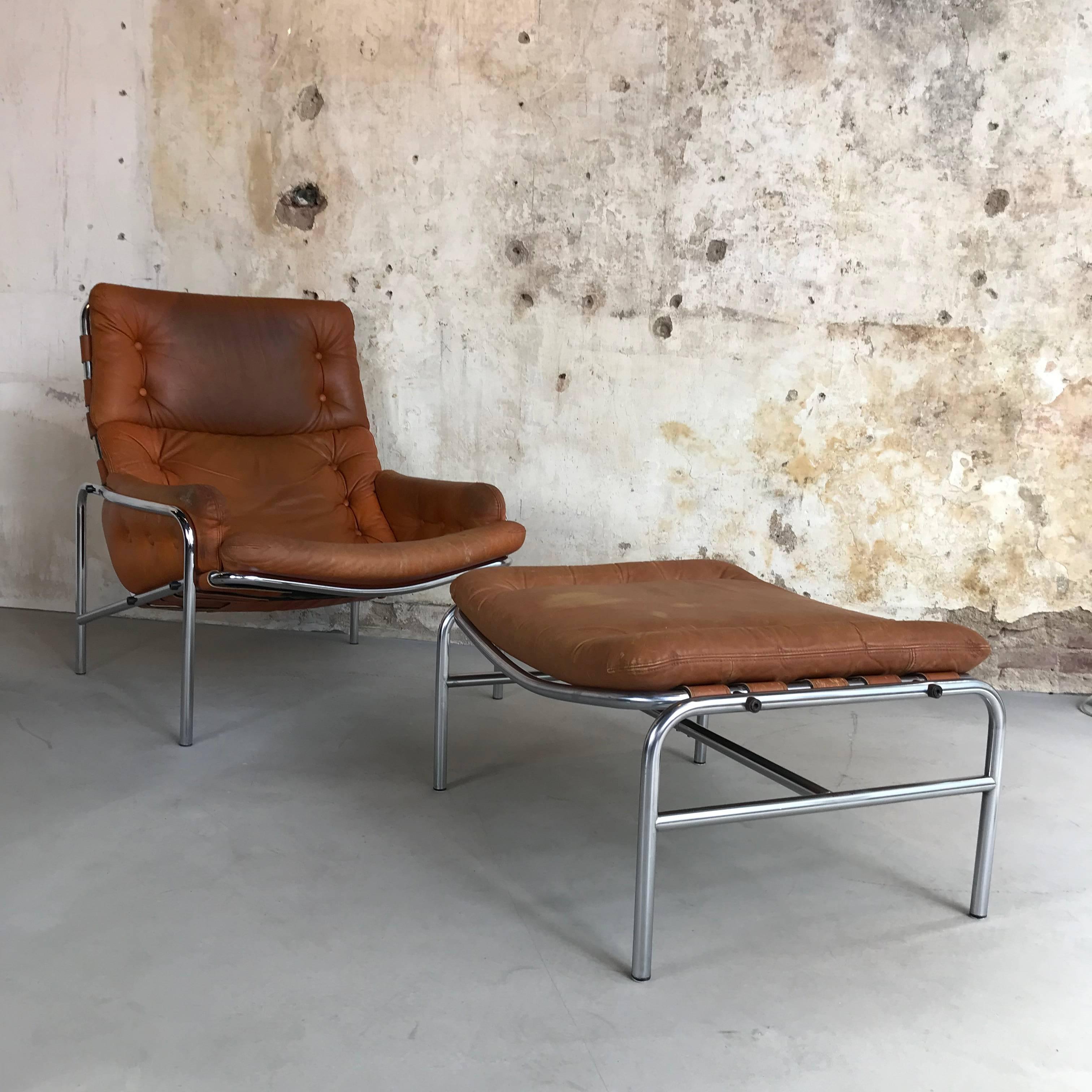 1970s Lounge Chair Plus Ottoman SZ09 Nagoya by Martin Visser for Spectrum In Good Condition In Enschede, NL