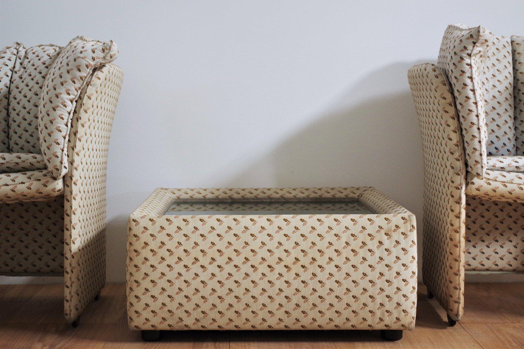Late 20th Century 1970s Lounge Set in the Style of B&B Italia - 3 Armchairs and Coffee Table For Sale
