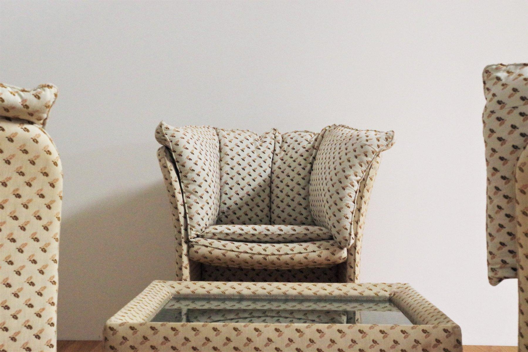 1970s Lounge Set in the Style of B&B Italia - 3 Armchairs and Coffee Table For Sale 3