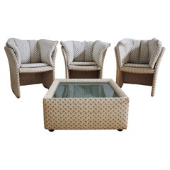 1970s Lounge Set in the Style of B&B Italia – 3 Armchairs and Coffee Table
