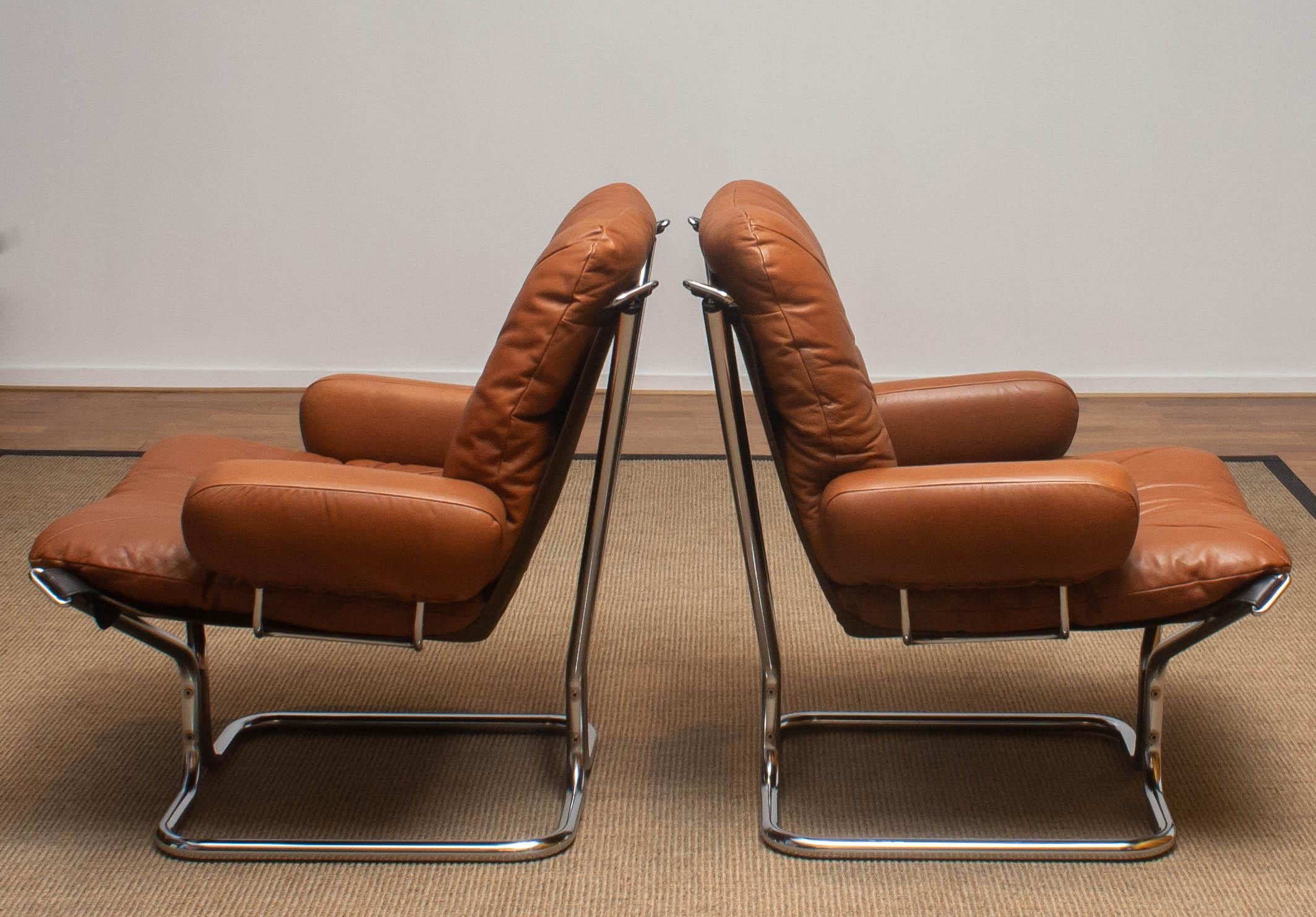 Late 20th Century 1970s, Lounge Set Wing in Leather or Steel by Harald Relling for Westnofa Norway