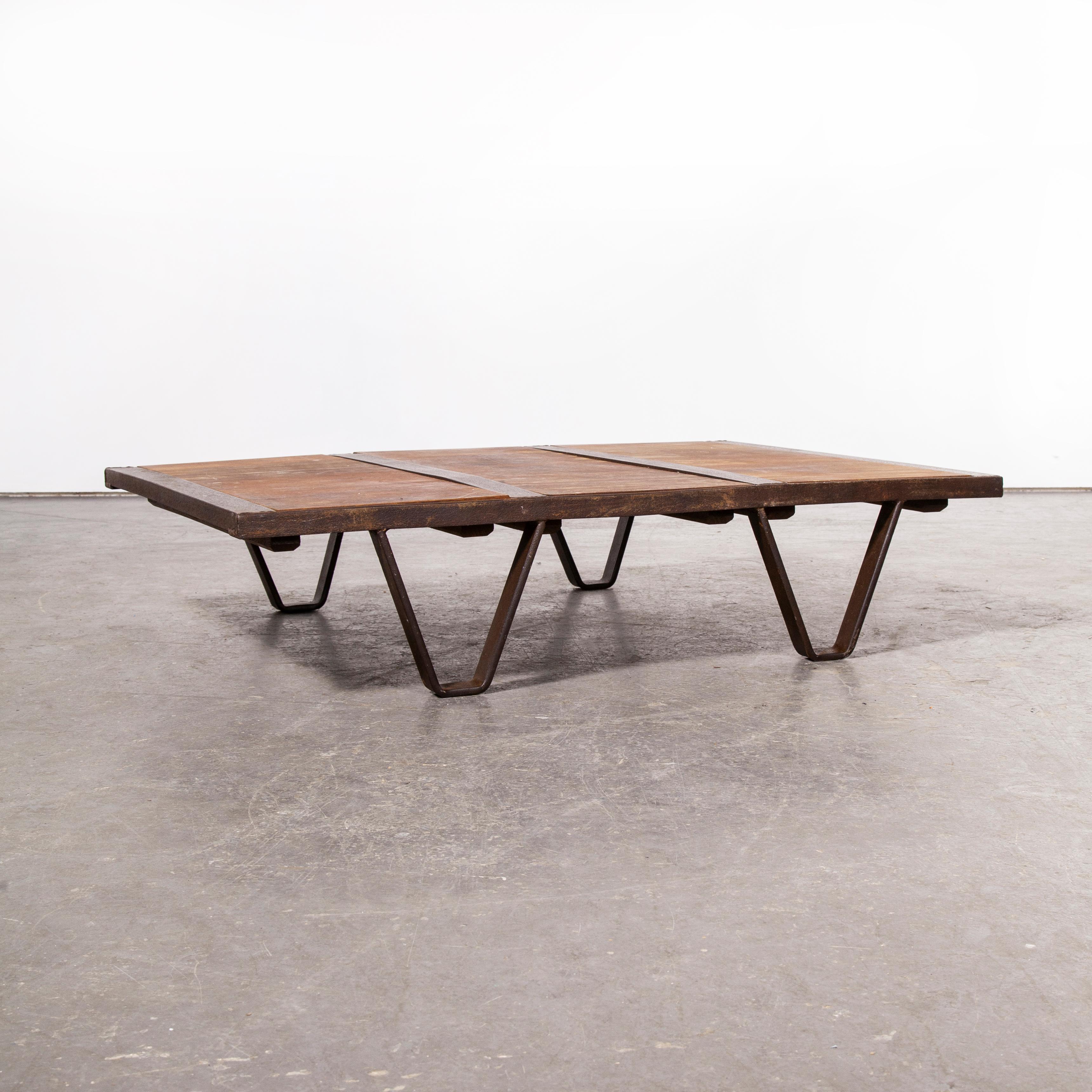 French 1970s Low Occasional Industrial Table, Coffee Table For Sale