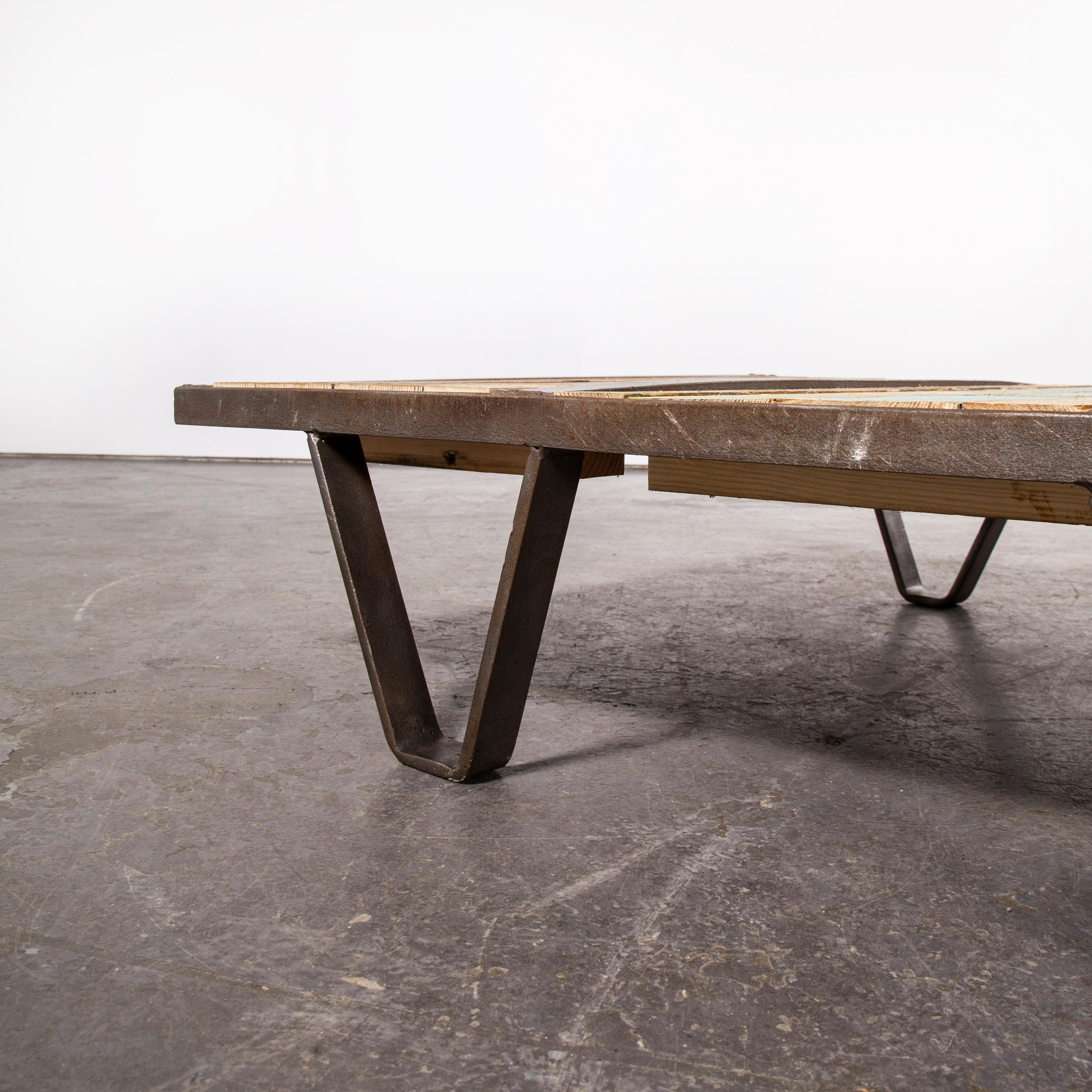 French 1970's Low Occasional Industrial Table, Coffee Table For Sale