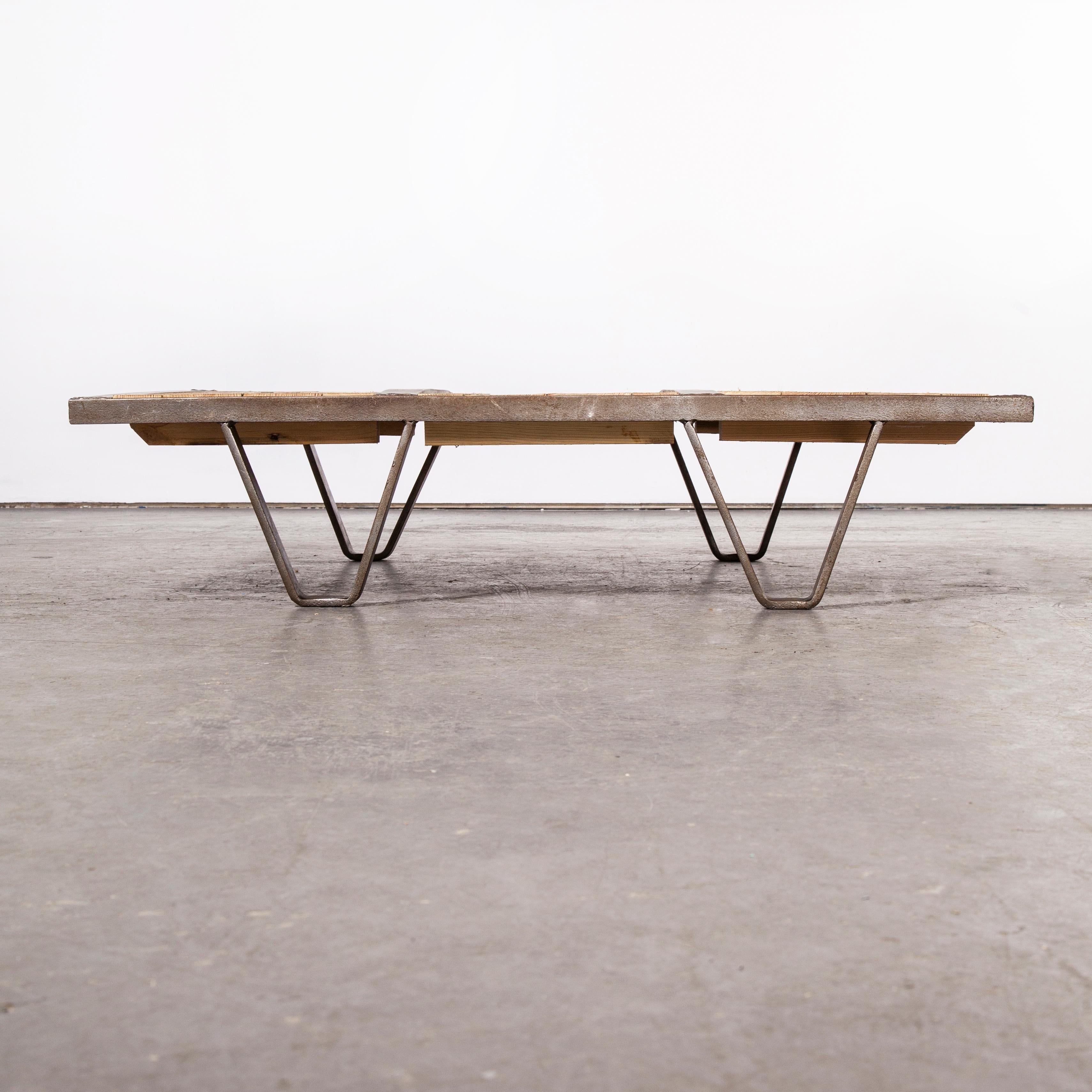Late 20th Century 1970's Low Occasional Industrial Table, Coffee Table For Sale