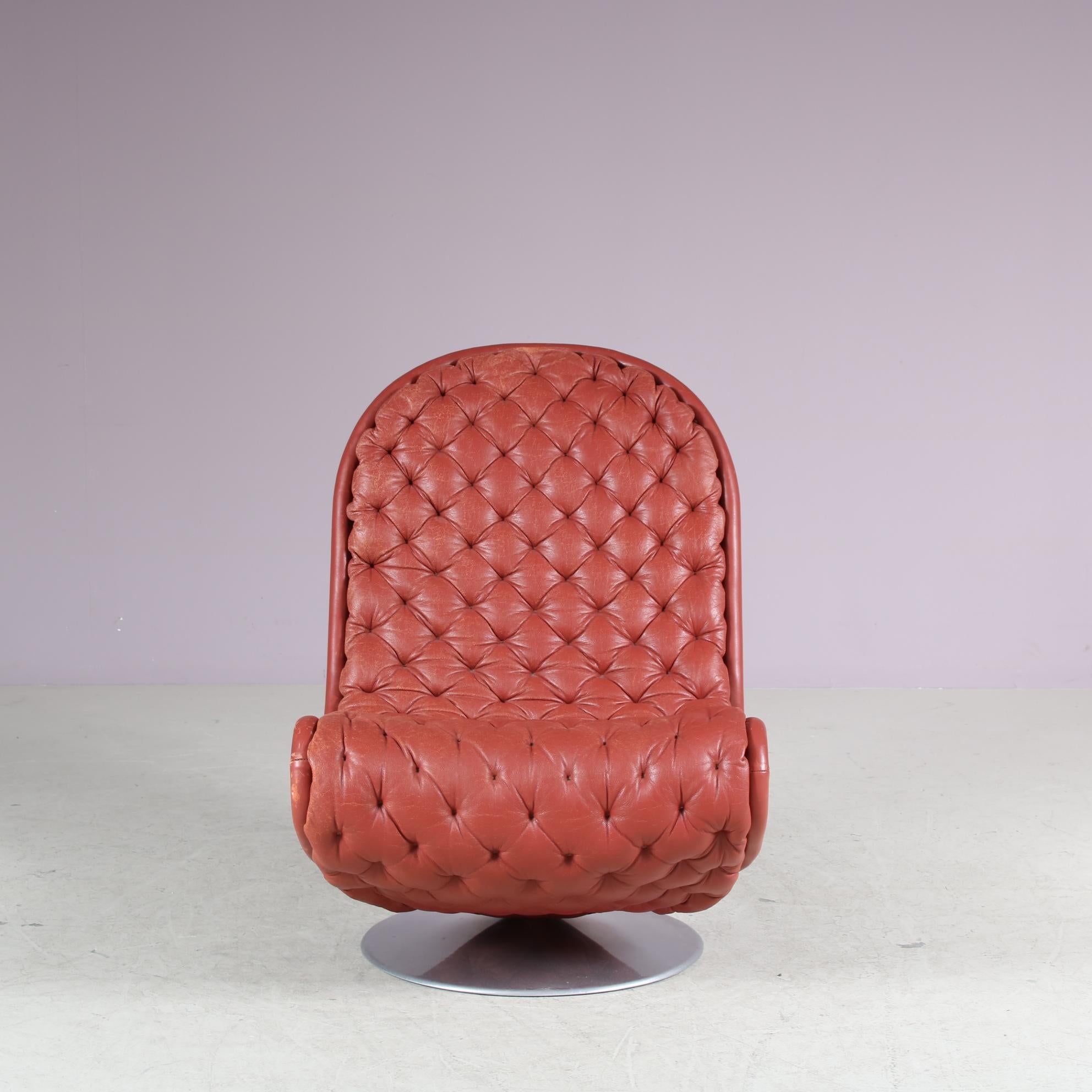 Cuir 1970 Chaise Lowback 1-2-3 de Verner Panton pour Fritz Hansen, Danemark en vente