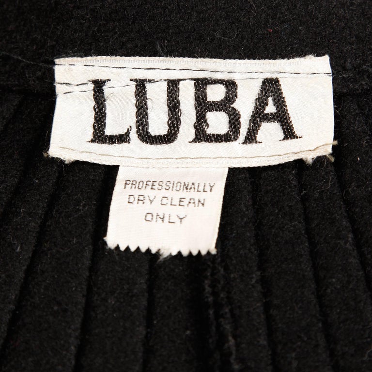 Women's 1970s Luba Rudenko Vintage Heavy Black Wool Cape Coat For Sale