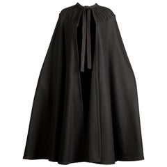 Luba Rudenko - Manteau cape vintage en laine noire épaisse, années 1970