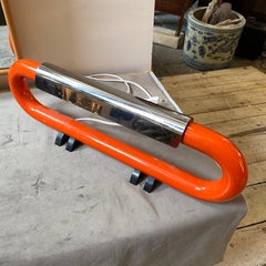 1970s Luci Milano Space Age Orange and Chromed Metal Ambient Table Lamp