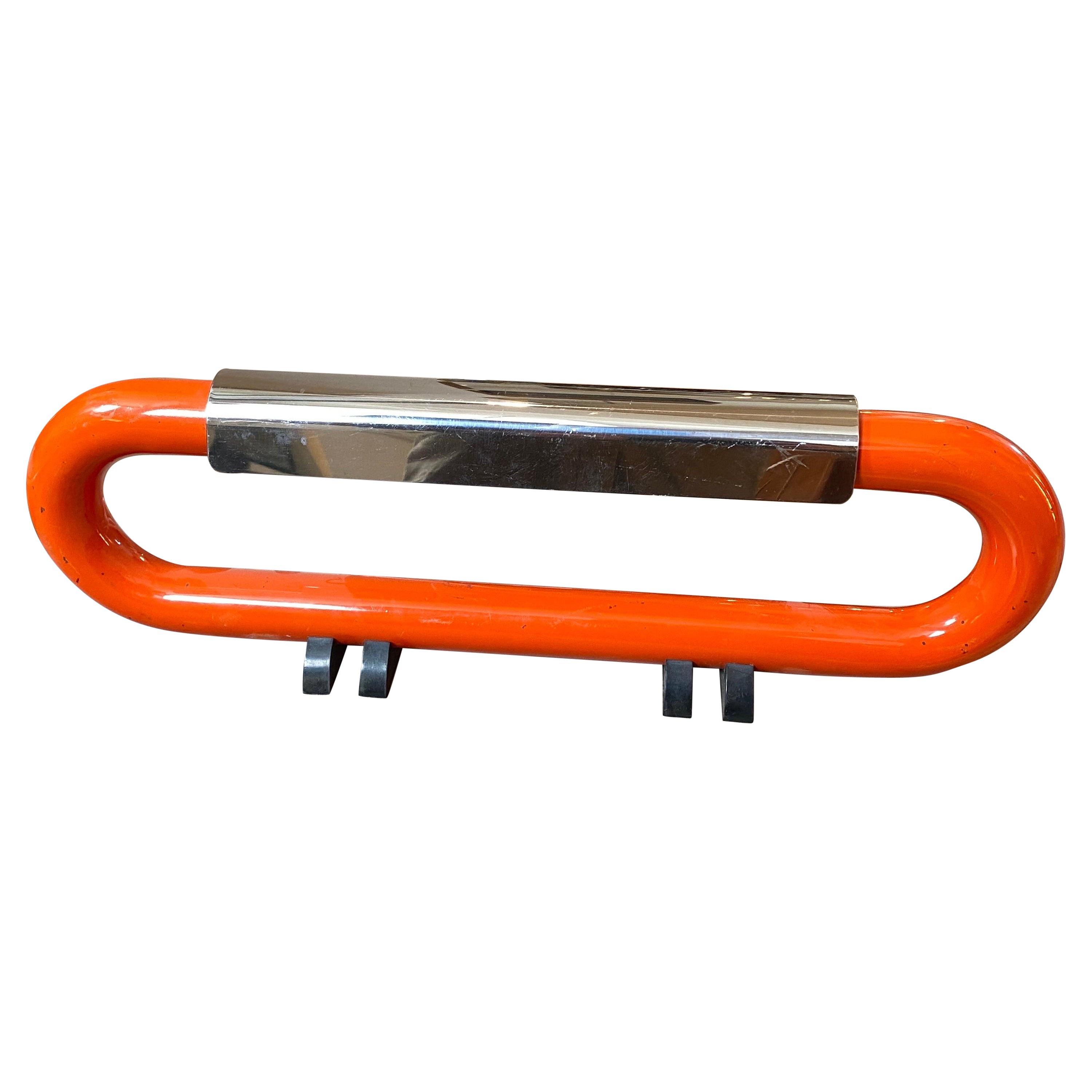 1970s Luci Milano Space Age Orange and Chromed Metal Ambient Table Lamp